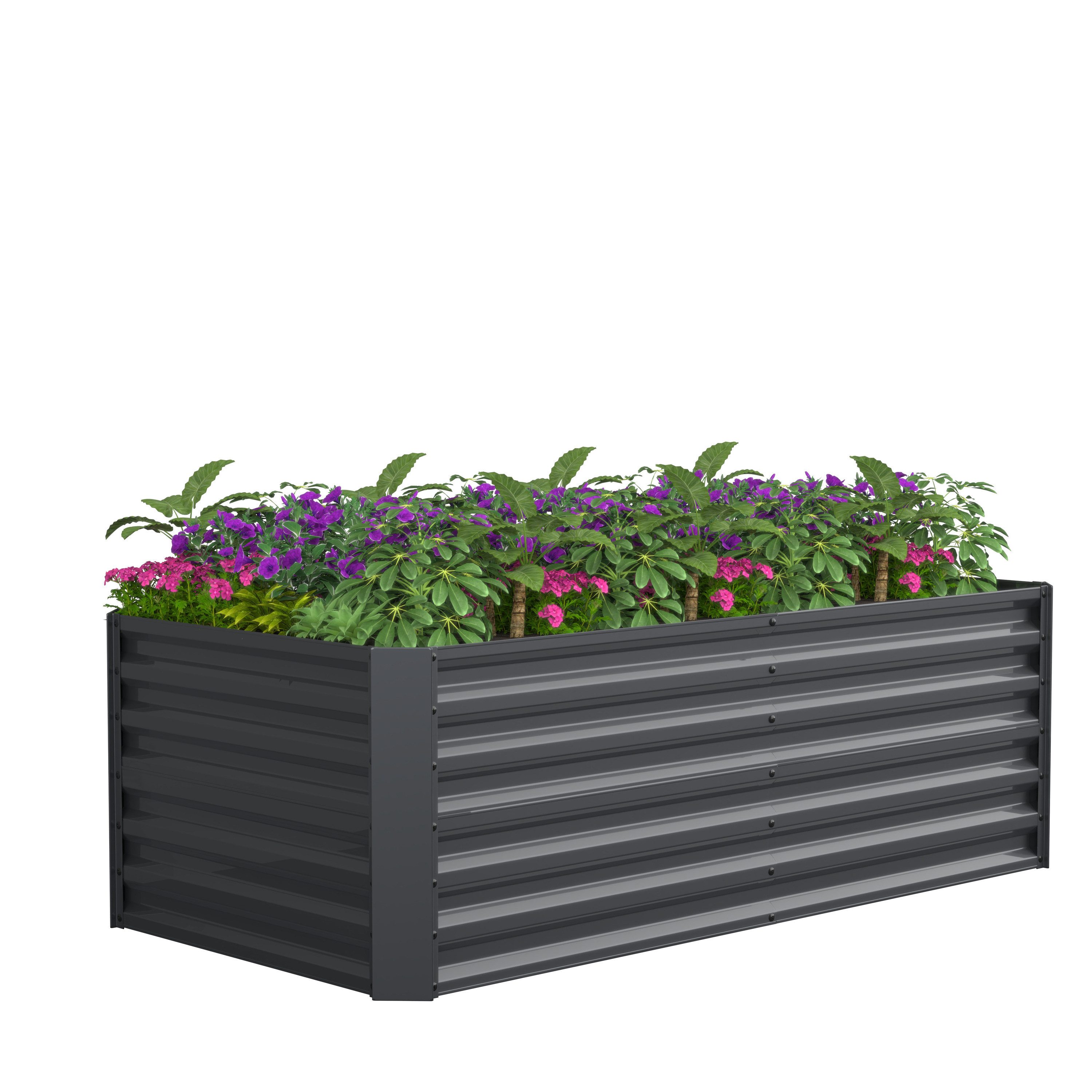 VCM Hochbeet Metall Hochbeet Gartenbeet 180x90 Galdo XL (Produkt, Montagematerial, einfache Aufbauanleitung)