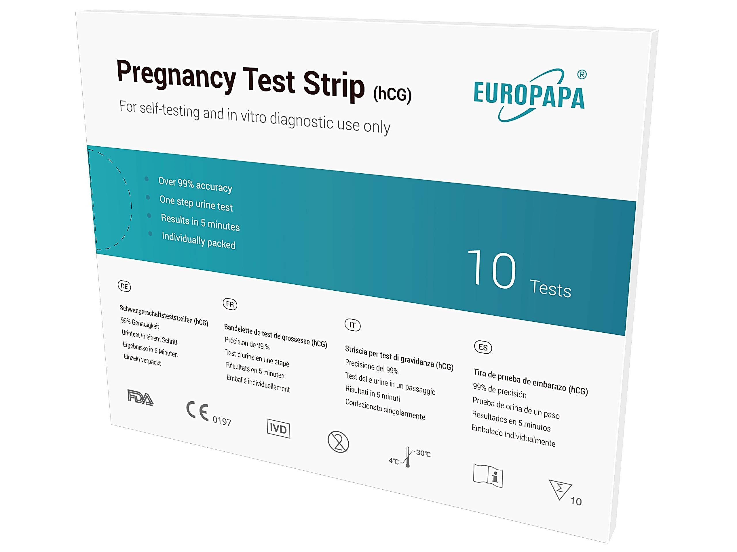 EUROPAPA Schwangerschaftstest Frühtest, 10 x Schwangerschaftstest 10-St., 25 mIU/ml Empfindlichkeit