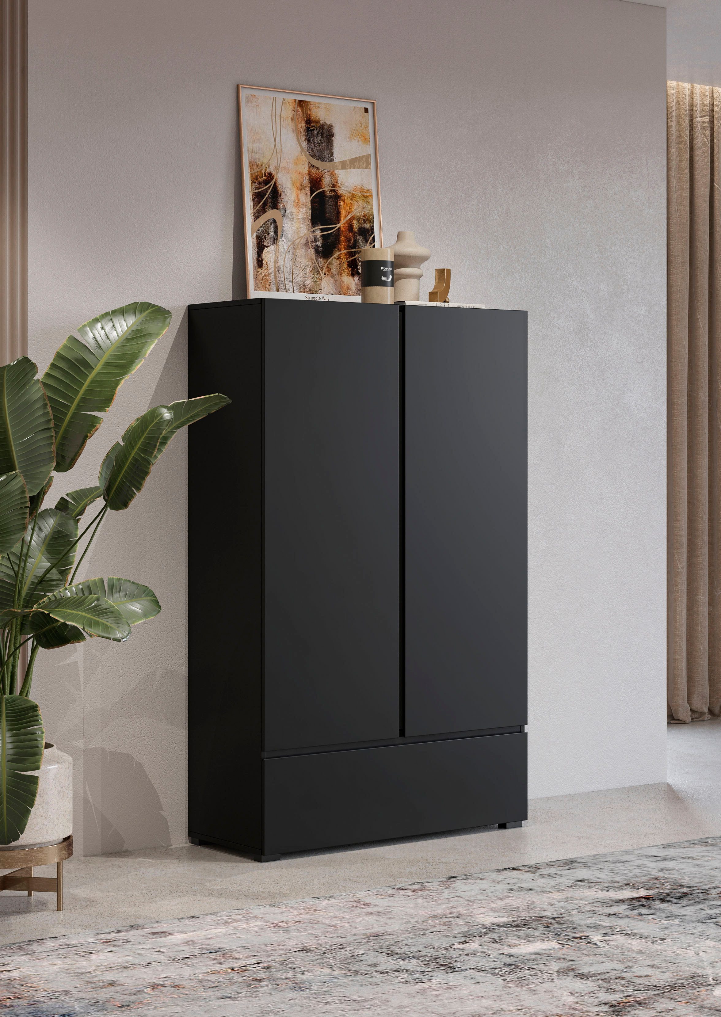 OTTO home Mehrzweckschrank Cross,Breite 89 cm, Highboard, Universalschrank, Garderobe Waescheschrank mit viel Stauraum, Einlegeböden verstellbar