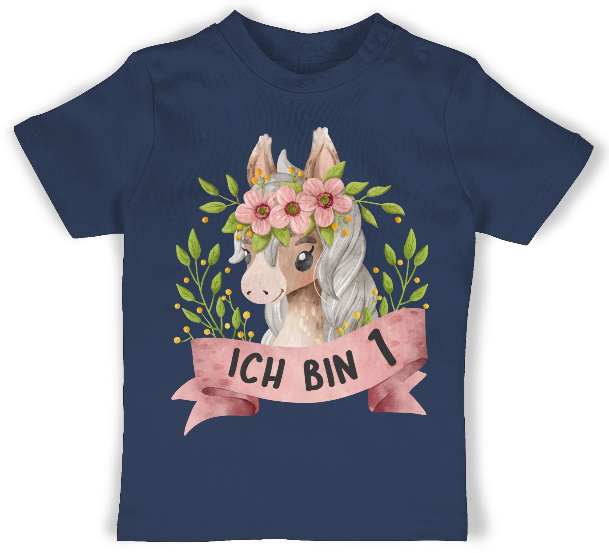T-Shirt Ich bin eins mit süßem Pferd mit Blumen