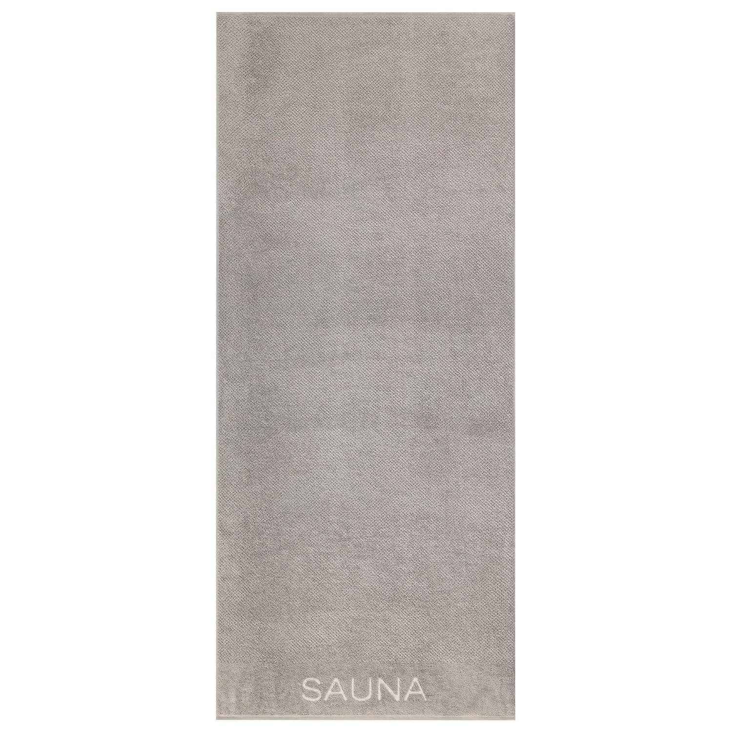Cawö Saunatuch PURE, B 80 cm, L 200 cm, Grau, Sauna-Schriftzug, Frottee (1-St), 100 % Baumwolle