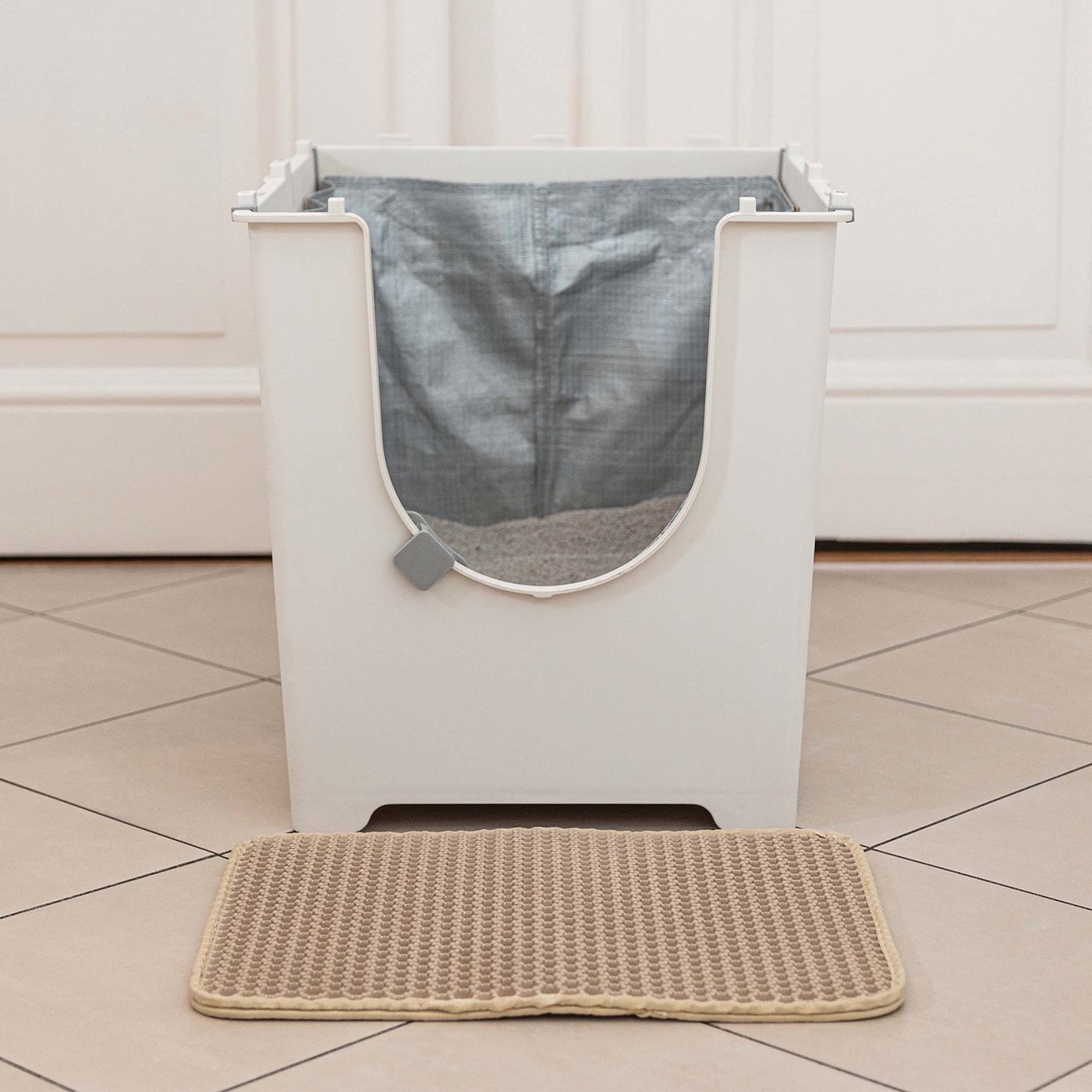 Thumbnail - BeGreat Katzen-Hängematte Cat Litter Mat in Beige: Small Cat Mat for Cat Litter Box 12x16in –