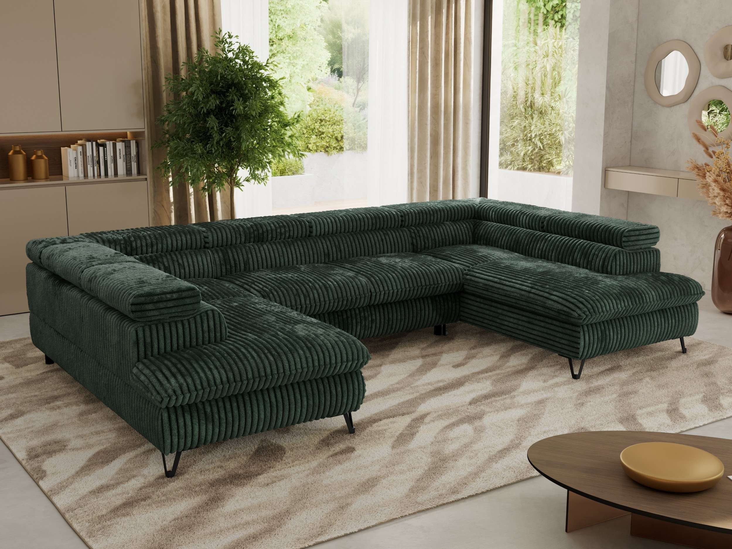 MKS MÖBEL Ecksofa PABLO U, Set, Wellenfeder, Metallbeine, HR35-Schaum, U-förmige Ecke, Wohnlandschaft, verstellbare Kopfstützen