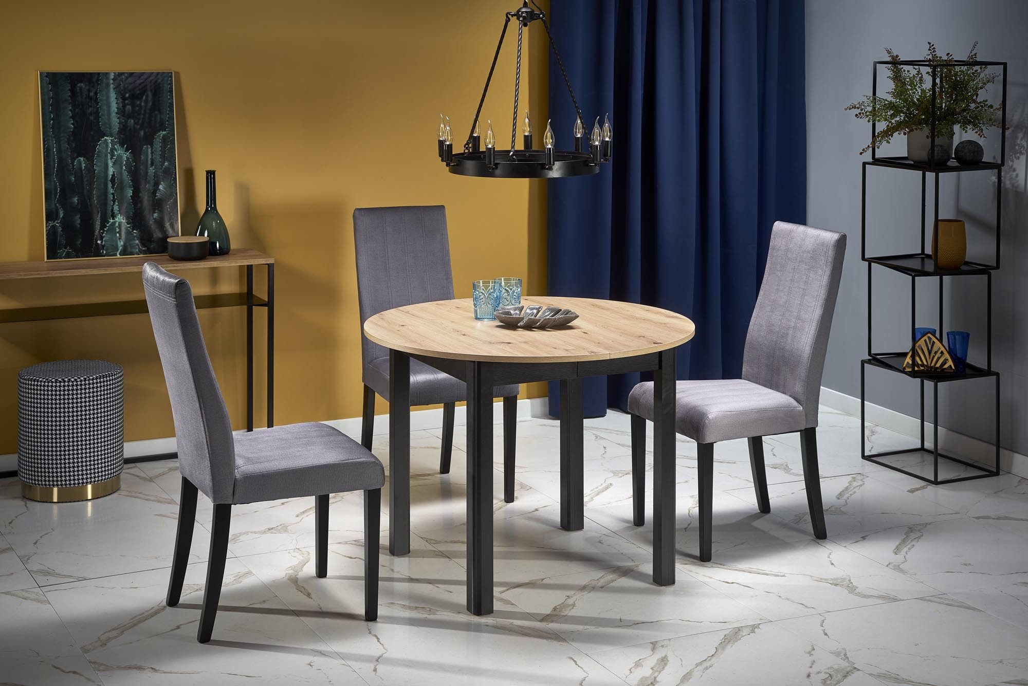 designimpex Esstisch Design rund HA-400 ausziehbar Tisch Esstisch 102 - 142cm