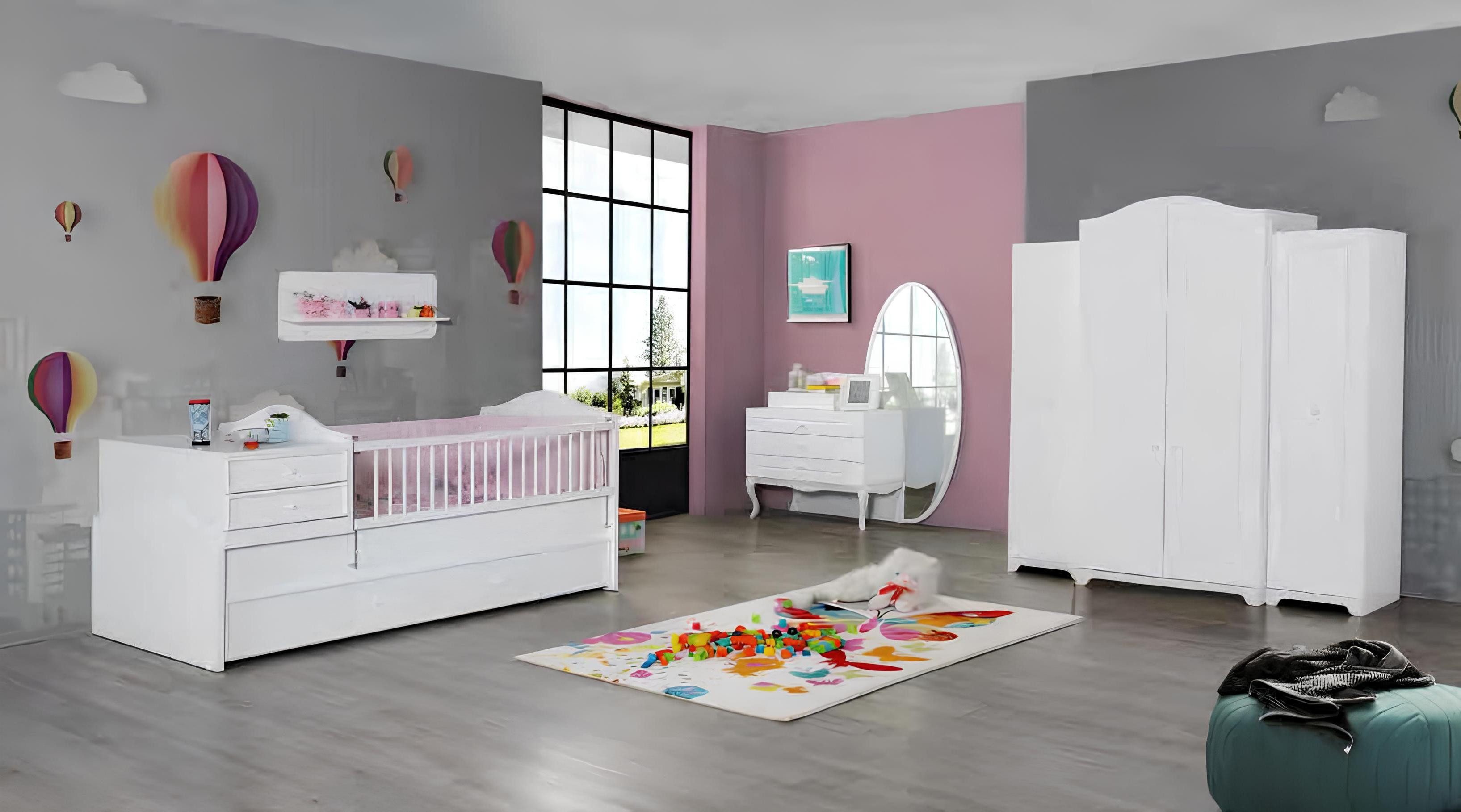 Jugendzimmer-Set Holzmöbel für Kinderzimmer: Bett und Kleiderschrank in modernem Design