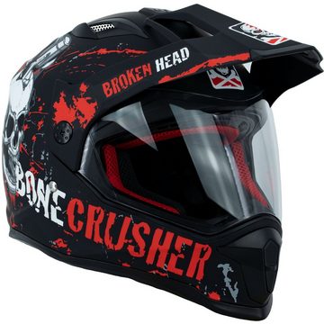 Broken Head Motorradhelm Bone Crusher rot Enduro, inkl. Sonnenblende