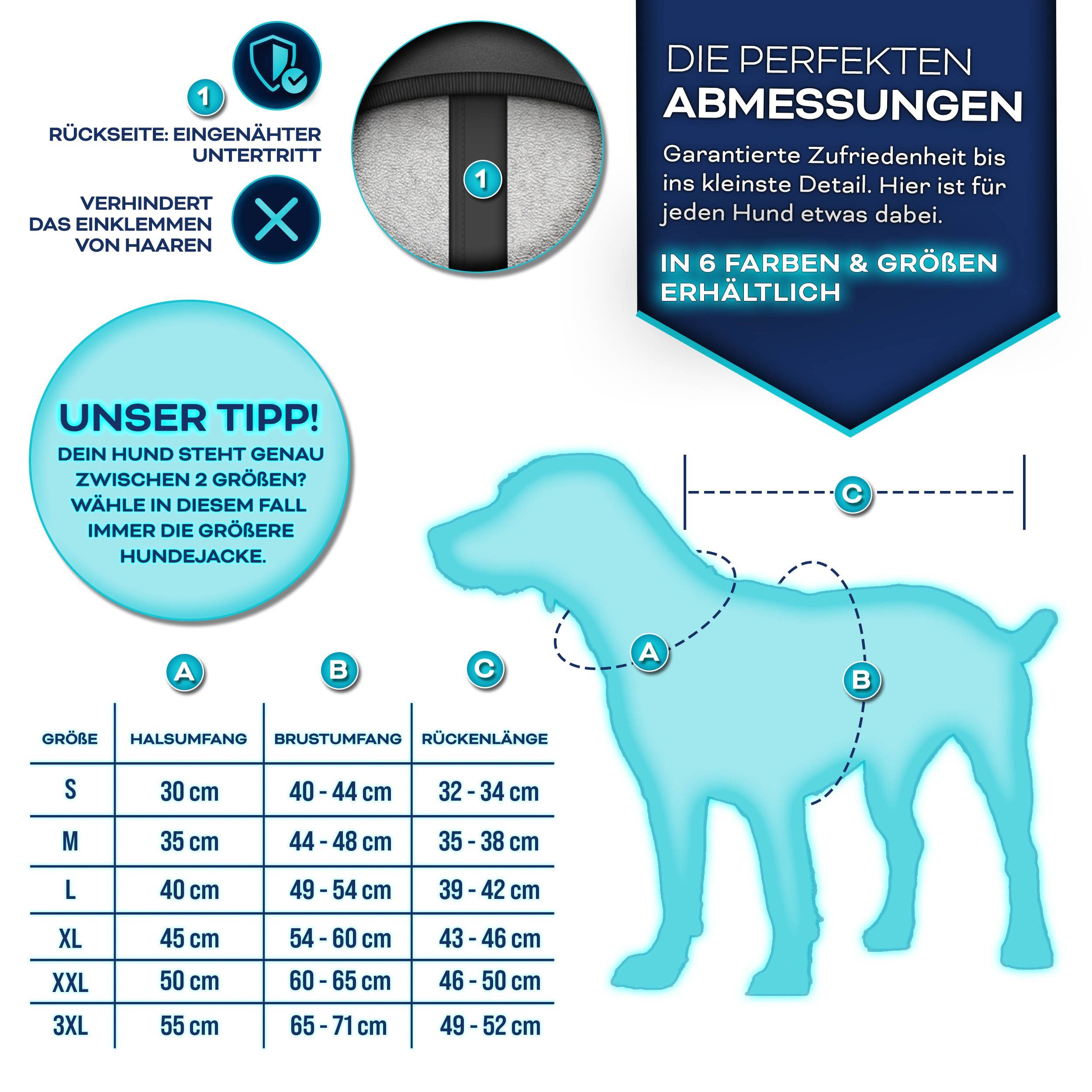 TRESKO Hundejacke Winter mit Reflektoren inkl. 15 Stück Kotbeutel, + Spender Hunderegenmantel wasserdicht Hundemantel mit Geschirr Weste