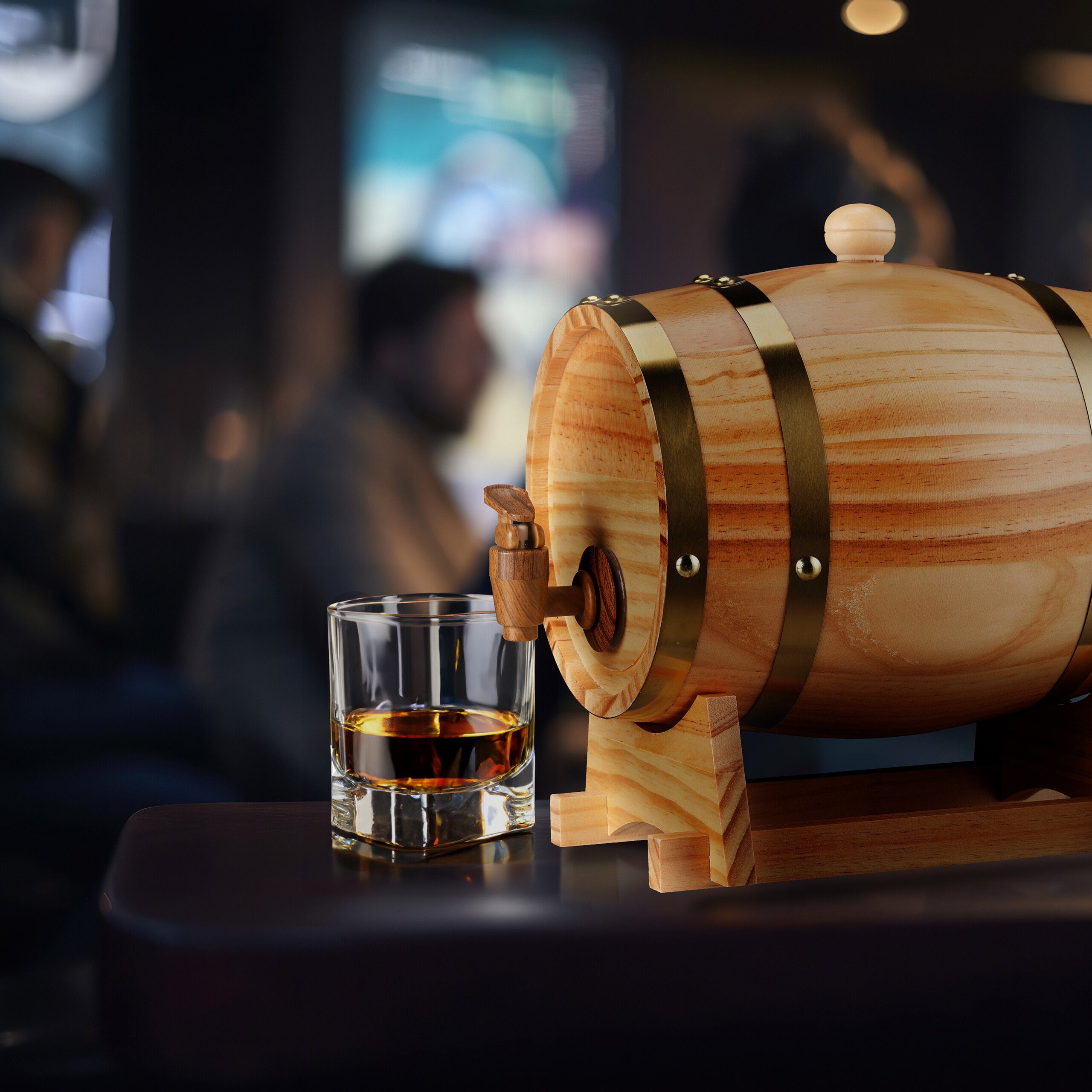 relaxdays Getränkespender Schnapsfass aus Holz