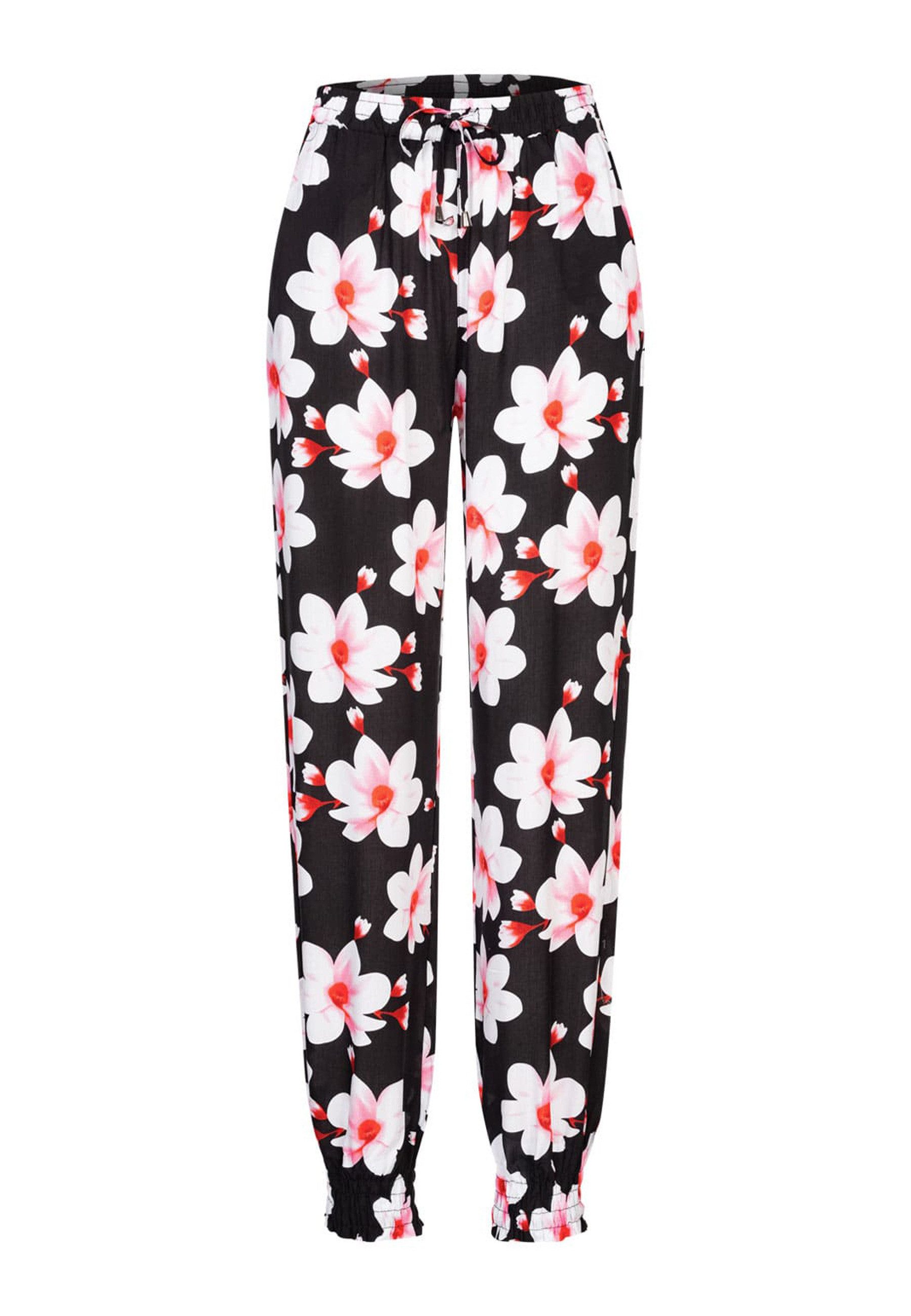 CLOUD 5IVE Stoffhose CLOUD 5IVE Viskose Hose mit Bündchen 2-Pockets & Big Flowers (1-tlg)