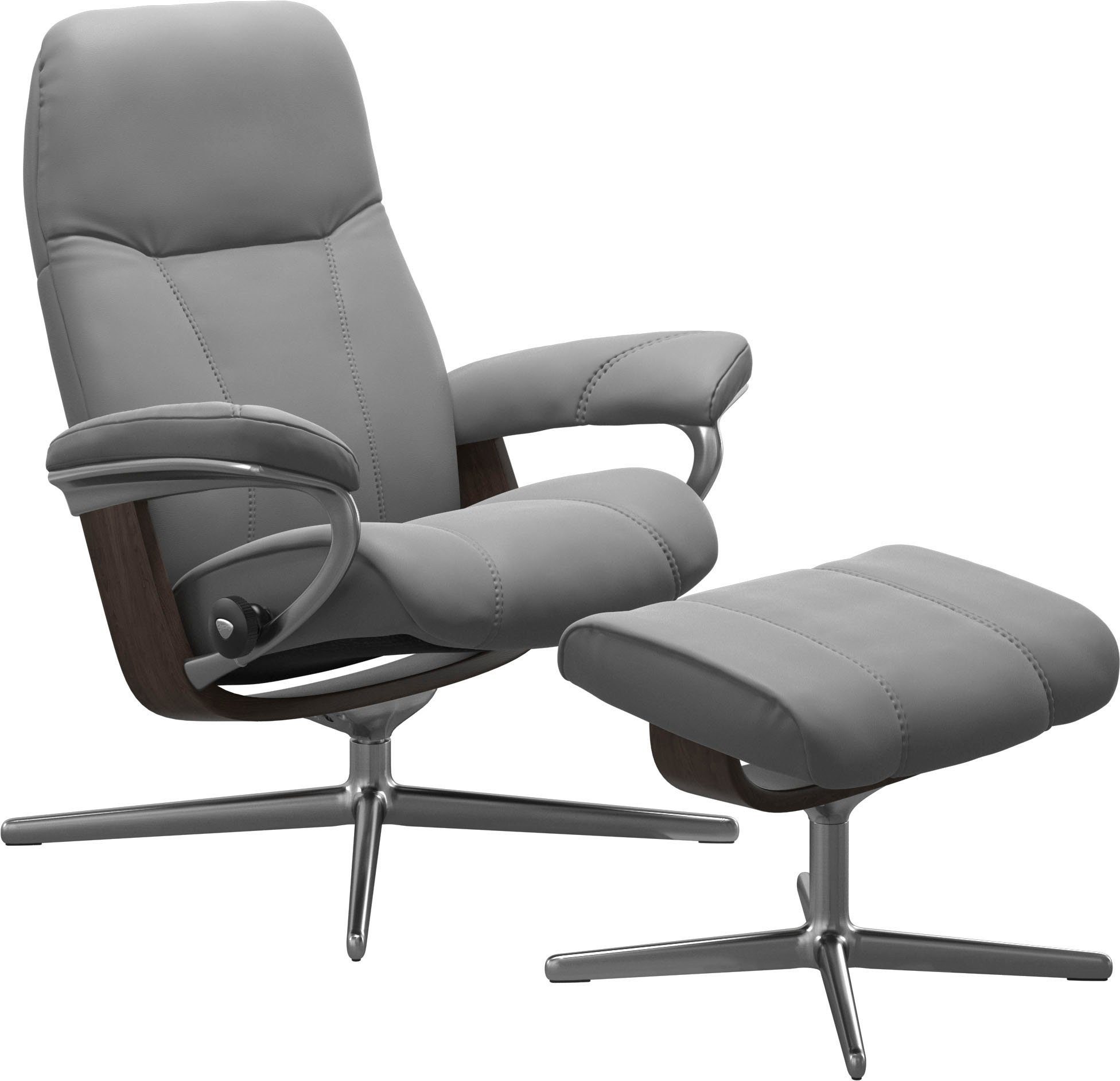 Stressless® Relaxsessel Consul (Set, Relaxsessel mit Hocker), mit Hocker, mit Cross Base, Größe S, M & L, Holzakzent Wenge