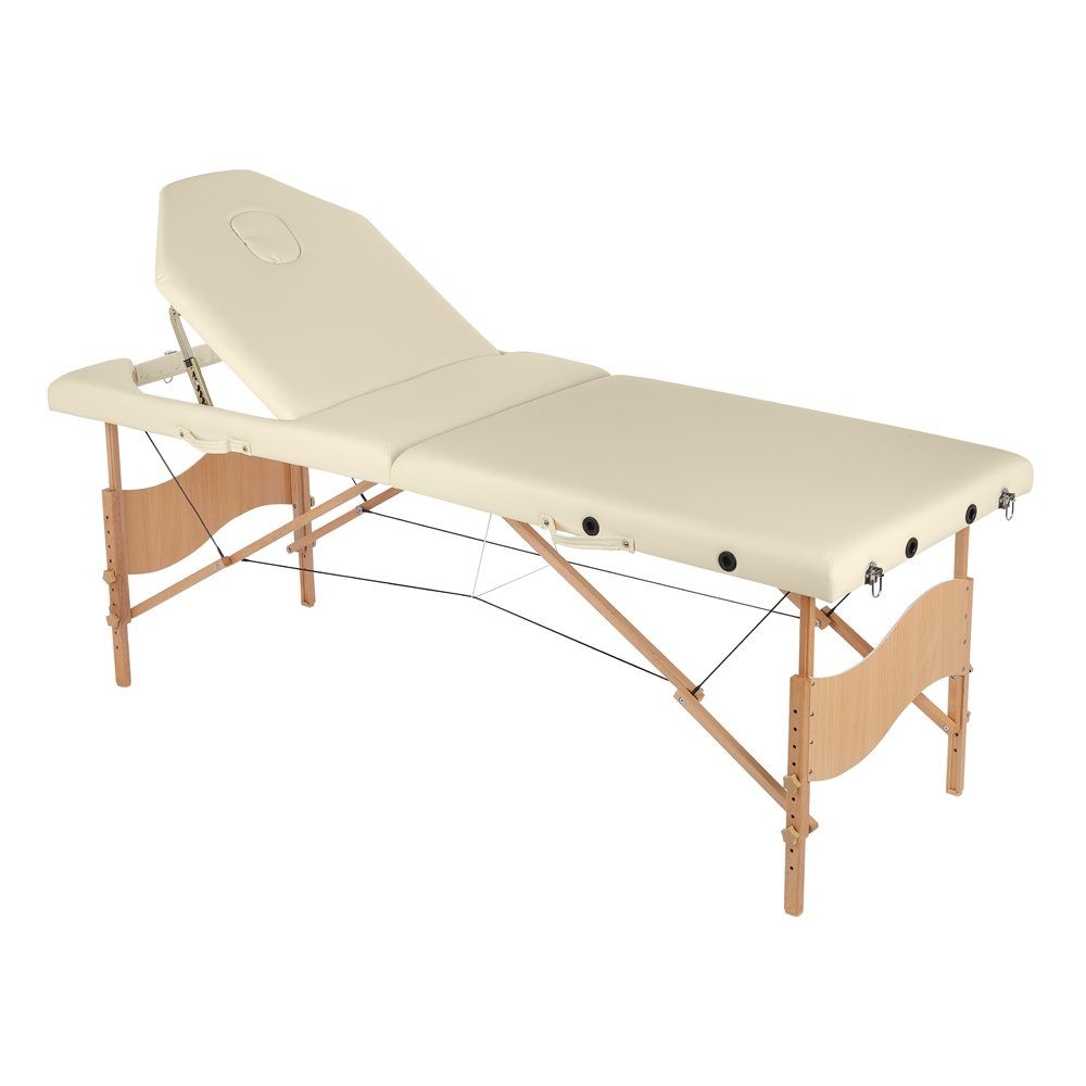 Melko Massageliege Massagebank Liege 3 Zonen klappbar mobil Holz Beige Blau Schwarz Gelb (Stück, 1-St., Liege), Extra dicke und bequeme Polsterung für optimalen Liegekomfort