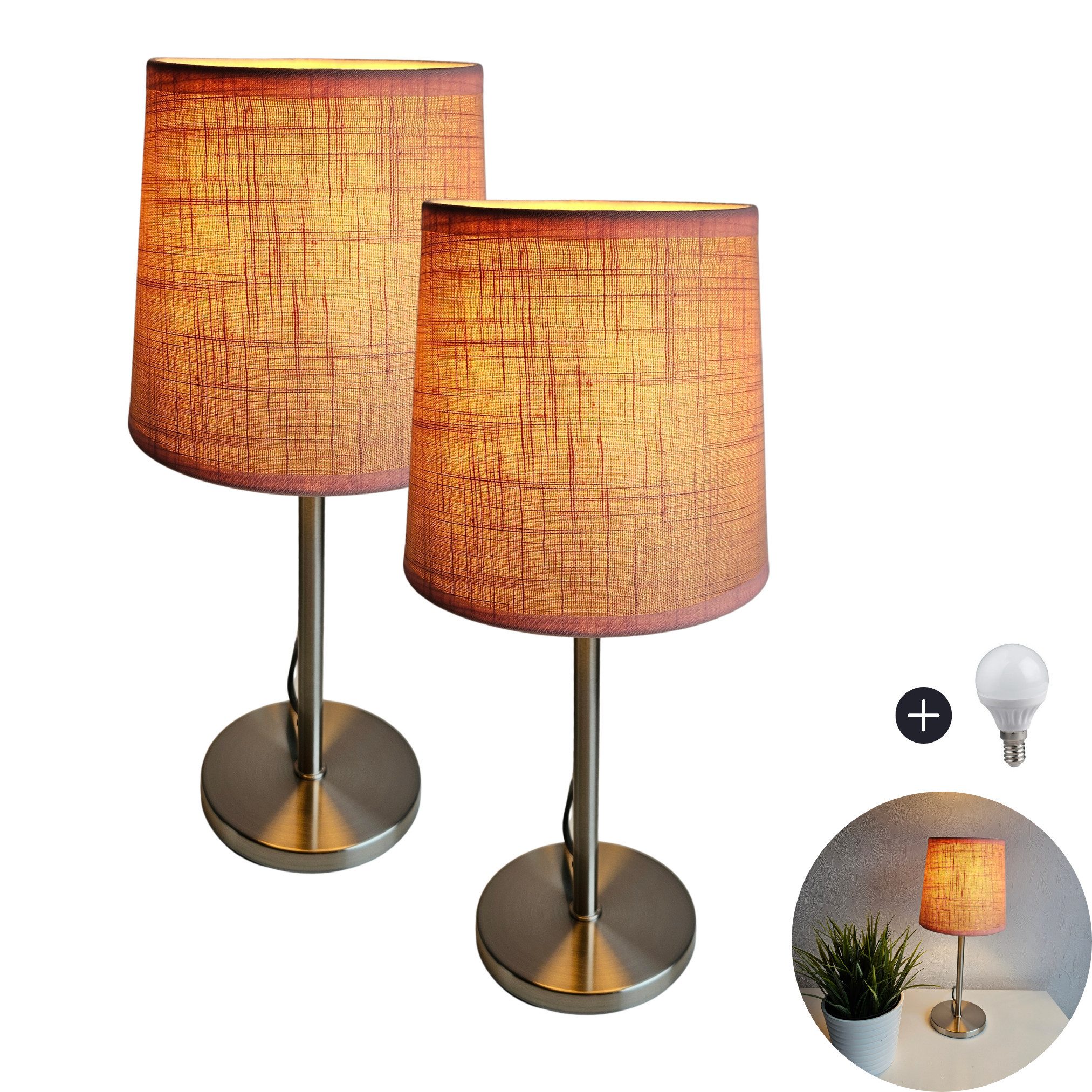 Lichthandel Hoch LED Tischleuchte Nachttischlampe 2er Set Nachttischleuchte günstig online kaufen