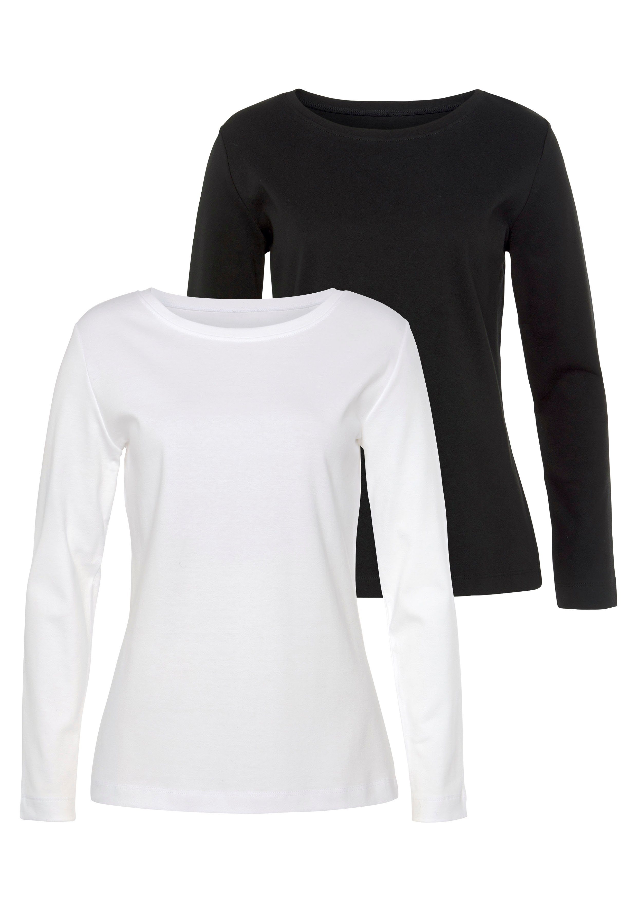 Vivance Langarmshirt aus reiner Baumwolle (2er-Pack) günstig online kaufen