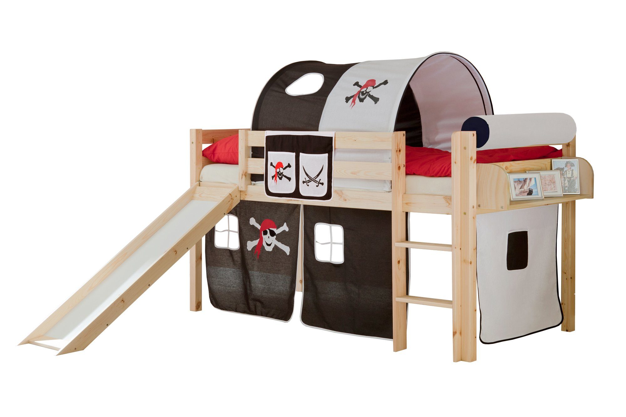 Ticaa Hochbett Rutschbett "Manuel" Kiefer Natur Motiv