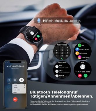 FEELNEVER Smartwatch (1,39 Zoll, Android iOS), Herren mit Telefonfunktion mit SpO2 100+ Sportmodi IP67 Wasserdicht