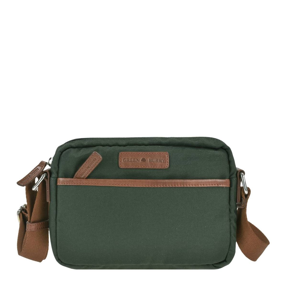 Greenburry Umhängetasche "Madeleine" Nylon Crossbag 24x16cm kleine Crossover Tasche, leicht, kompakt, praktisch, langer Gurt, grün