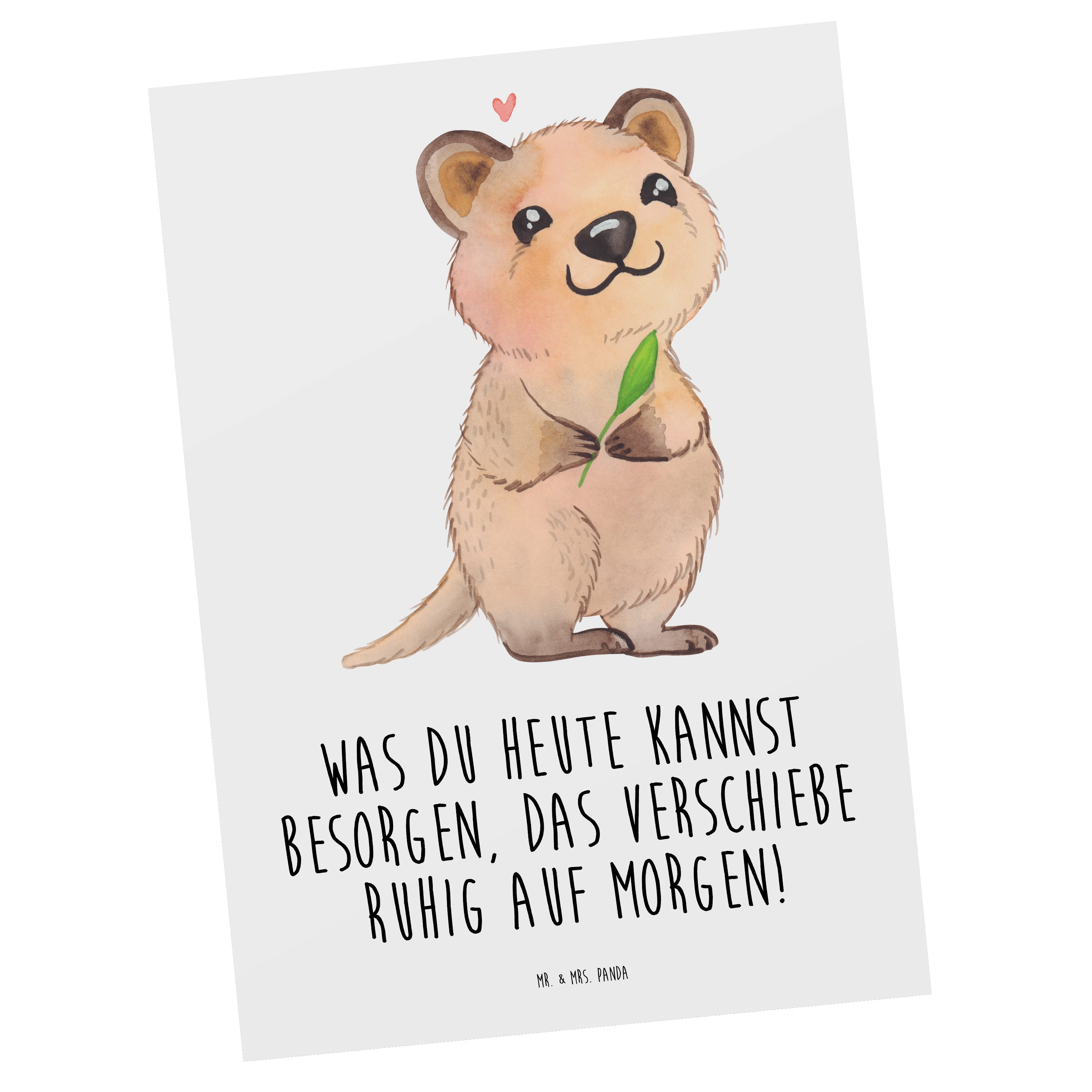 Mr. & Mrs. Panda Postkarte Quokka Happy - Weiß - Geschenk, Einladung, Verschieben, Gute Laune, N