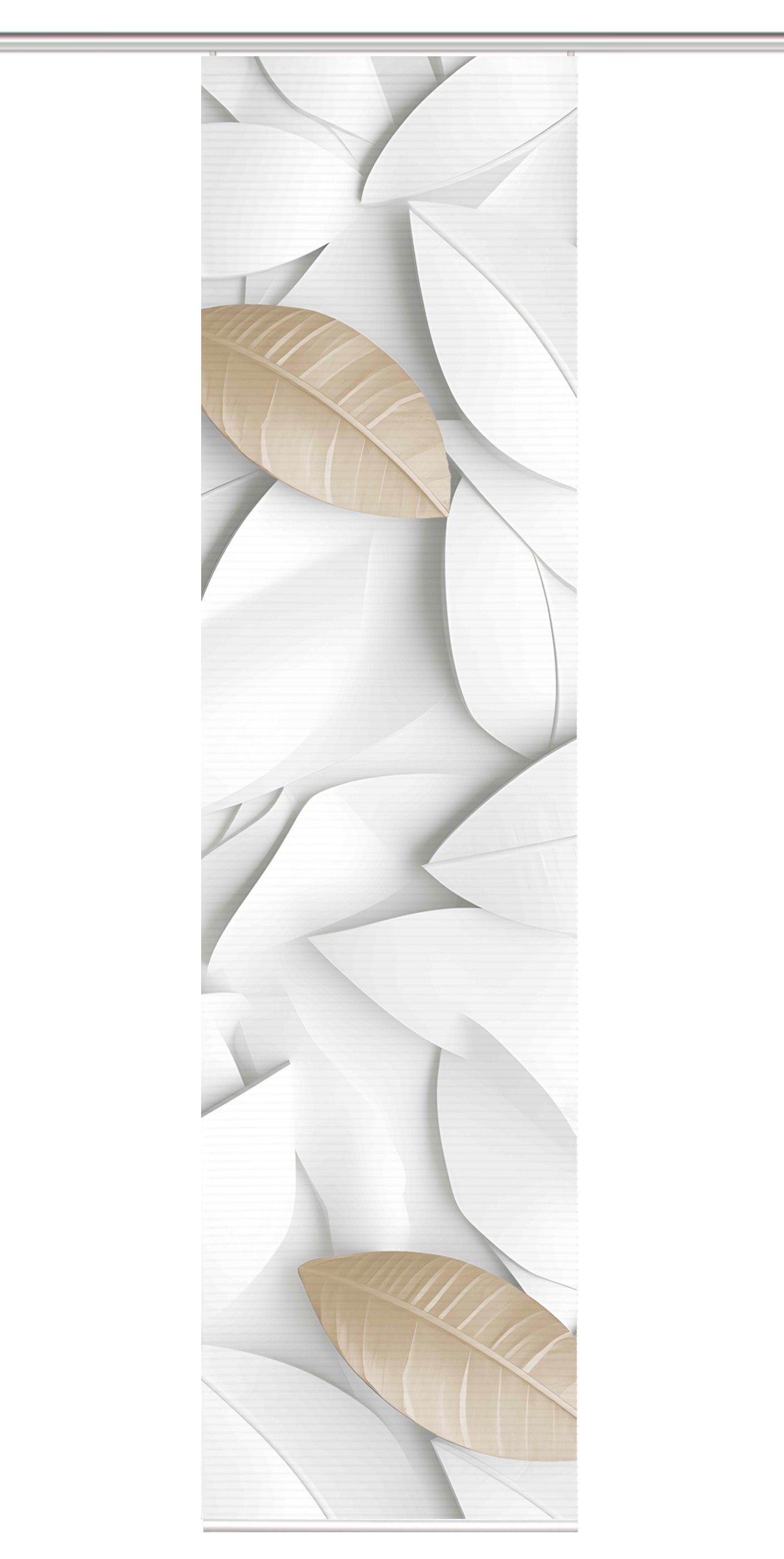 HOME WOHNIDEEN Schiebegardine HIG LISON Schiebegardine recyceltes Polyester, 245x60 cm, Blättermotiv (1 St), Paneelwagen, halbtransparent, 100% Polyester