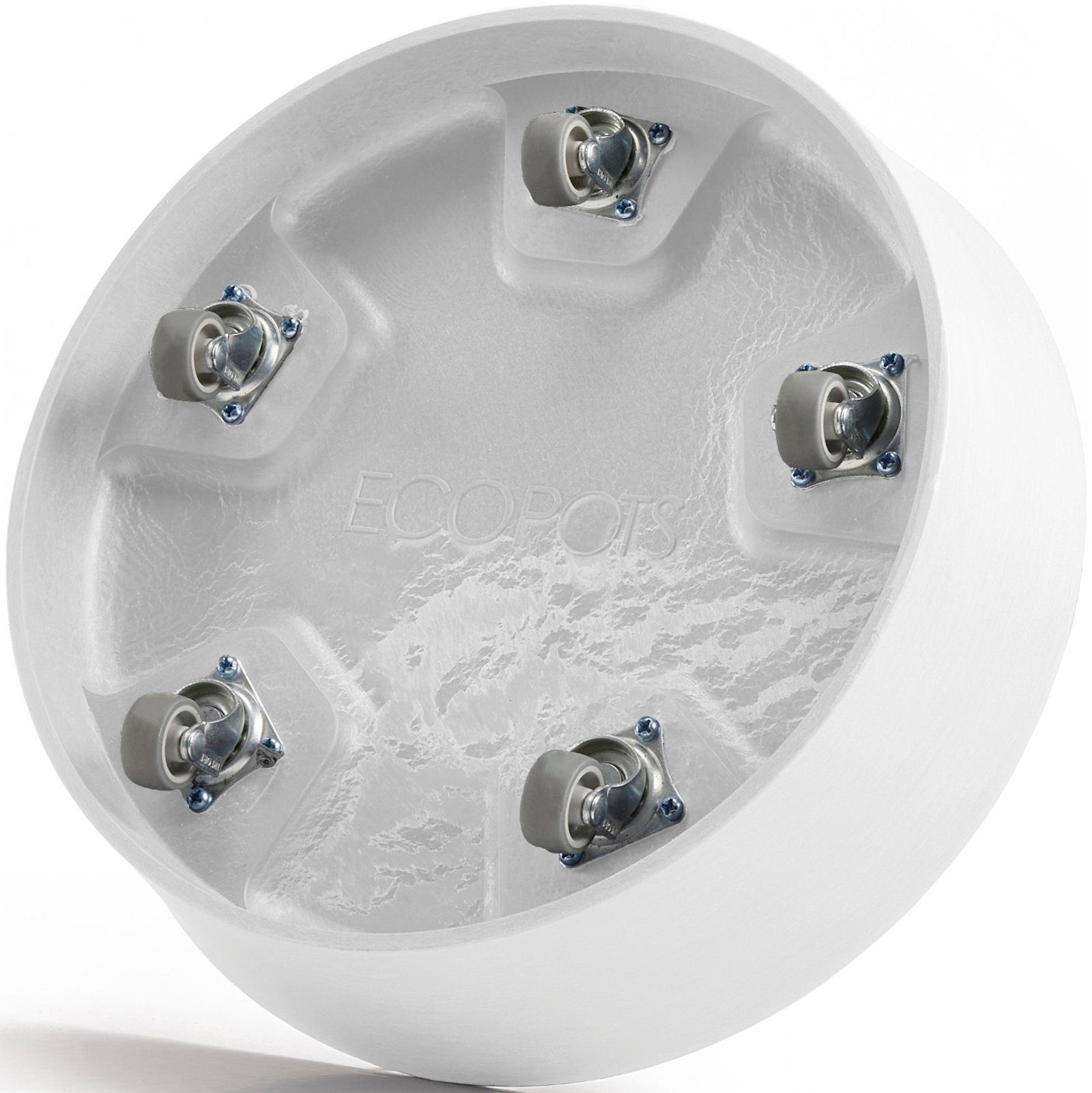 ECOPOTS Topfuntersetzer mit Rollen 30 Weiß, Zubehör für Ecopots Pflanzgefäße, für innen und außen: frostsicher, bruchsicher und lichtbeständig