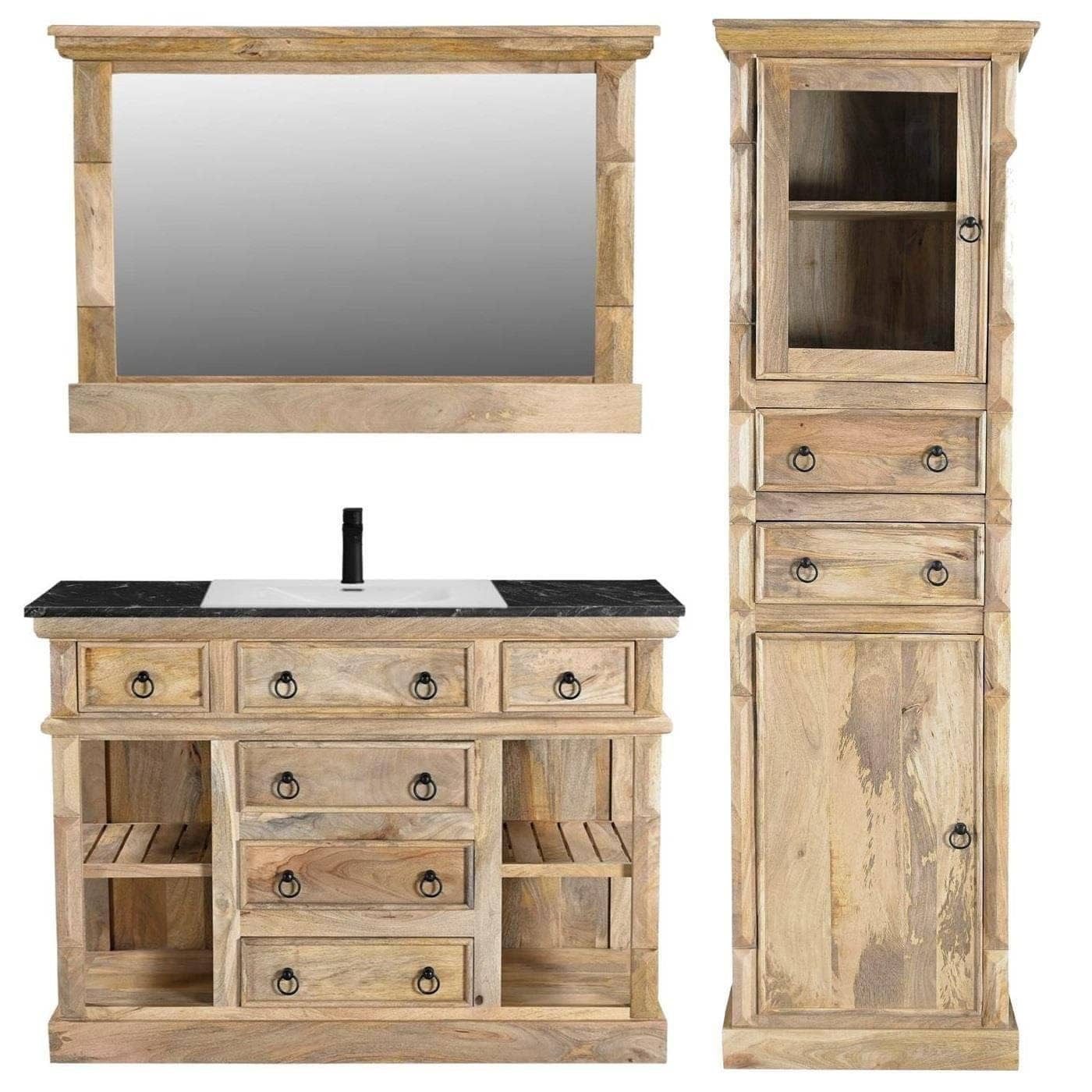 baario Waschtisch Waschtisch PAZIN ohne Becken, mit Unterschrank Badmöbel Vintage Landhaus Antik Design