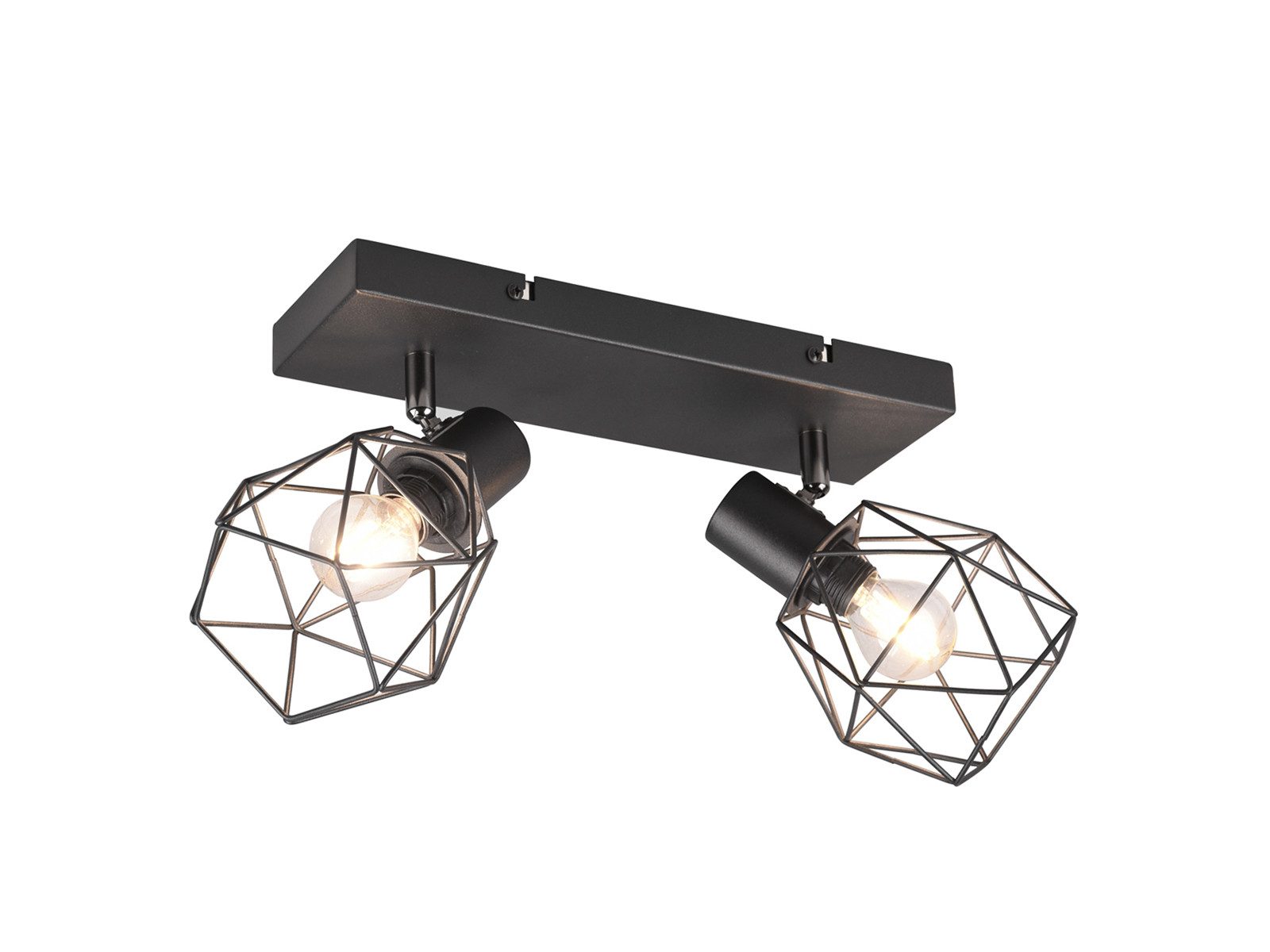 meineWunschleuchte Deckenstrahler E14 Gitter-Lampenschirme, Breite 30cm, ohne Leuchtmittel, Industrial Deckenlampe 2-flammig, innen Strahler schwenkbar