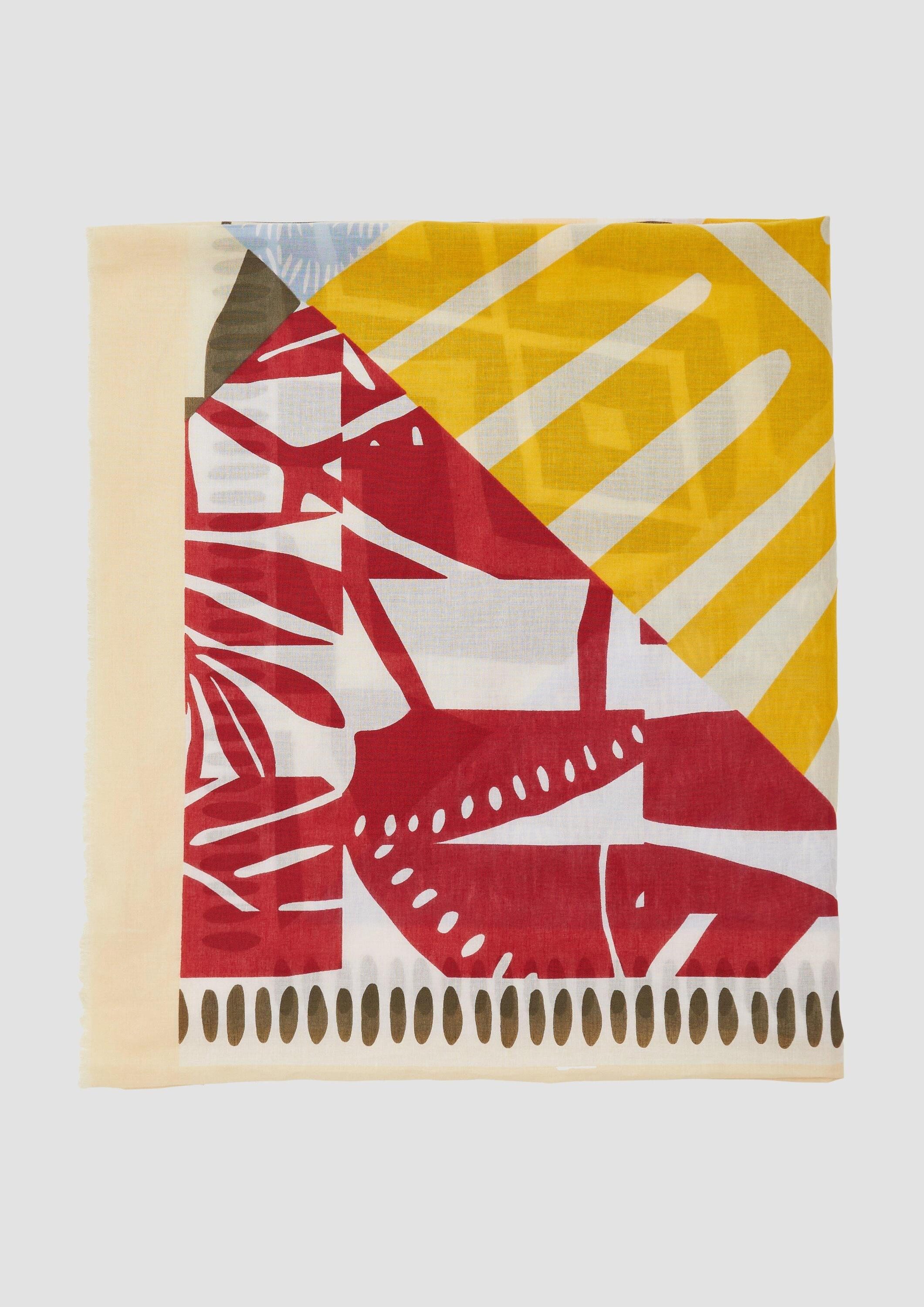 s.Oliver Schal Tuch, Tuch mit All-over-Print und Fransen