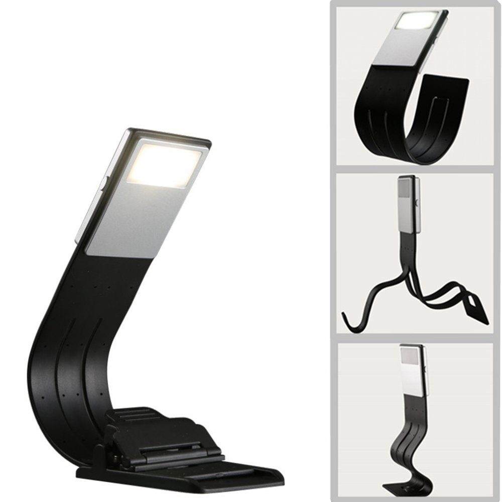GelldG LED Buchlampe, Leselampe 3 Helligkeitsstufen, Leselampe USB Wiederaufladbar Klemme