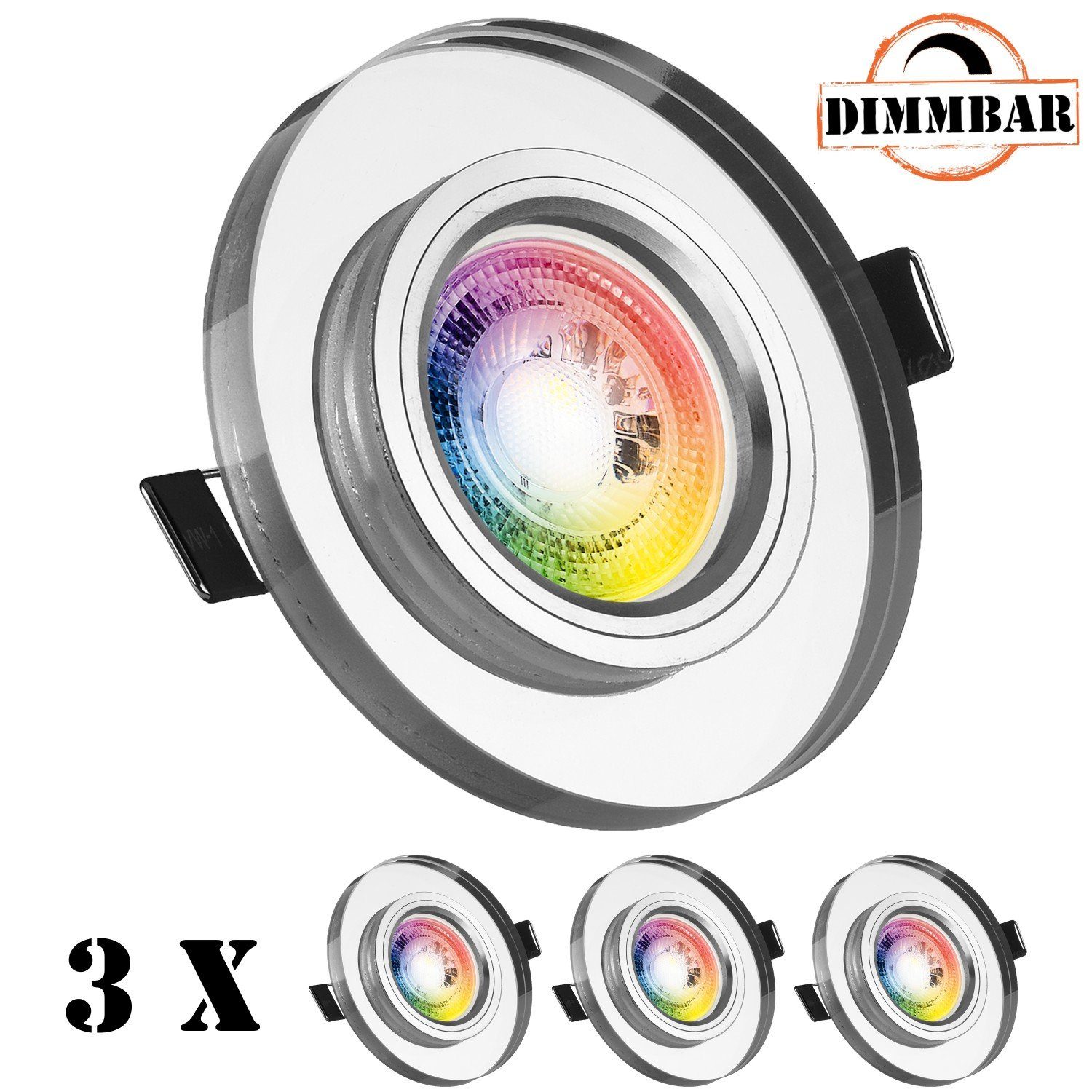 3W / Kristall LEDANDO in GU10 Glas LED LED von Einbaustrahler RGB Set 3er mit Einbaustrahler LED