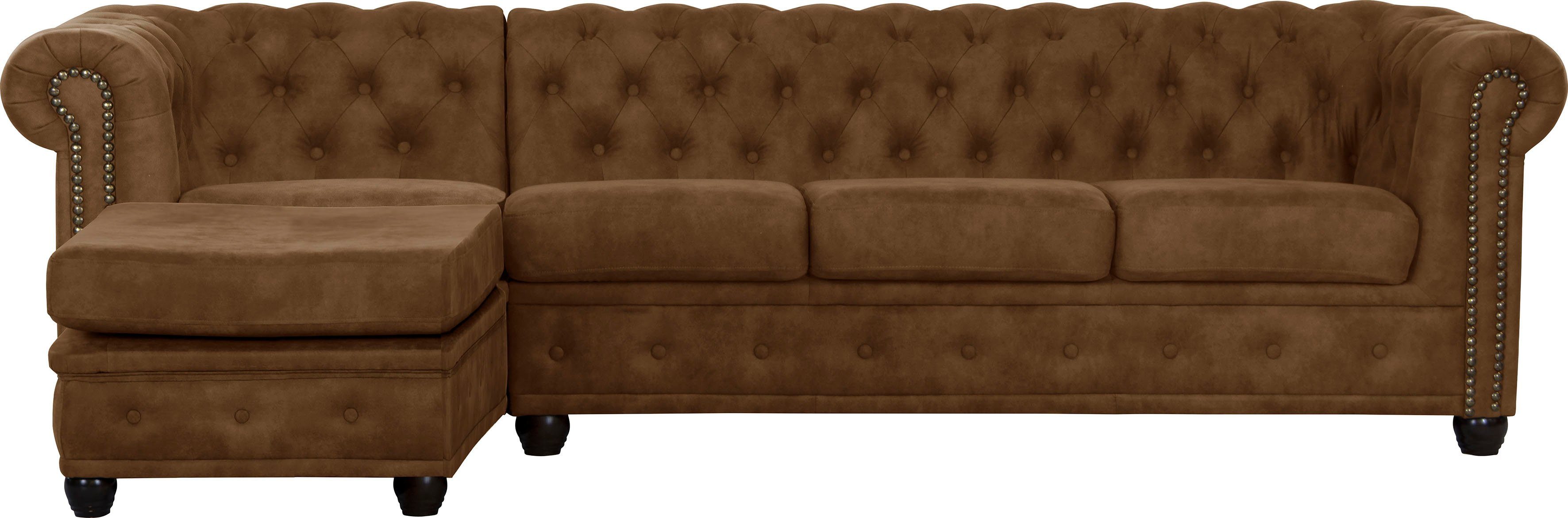 Home affaire Chesterfield-Sofa Rysum L-Form, Chesterfield-Optik mit Ottomanen-Abschluß