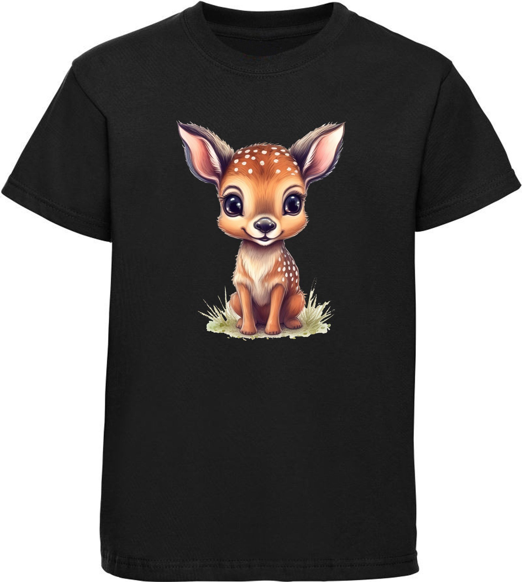 T-Shirt Kinder Wildtier Print Shirt bedruckt - Baby Reh Rehkitz