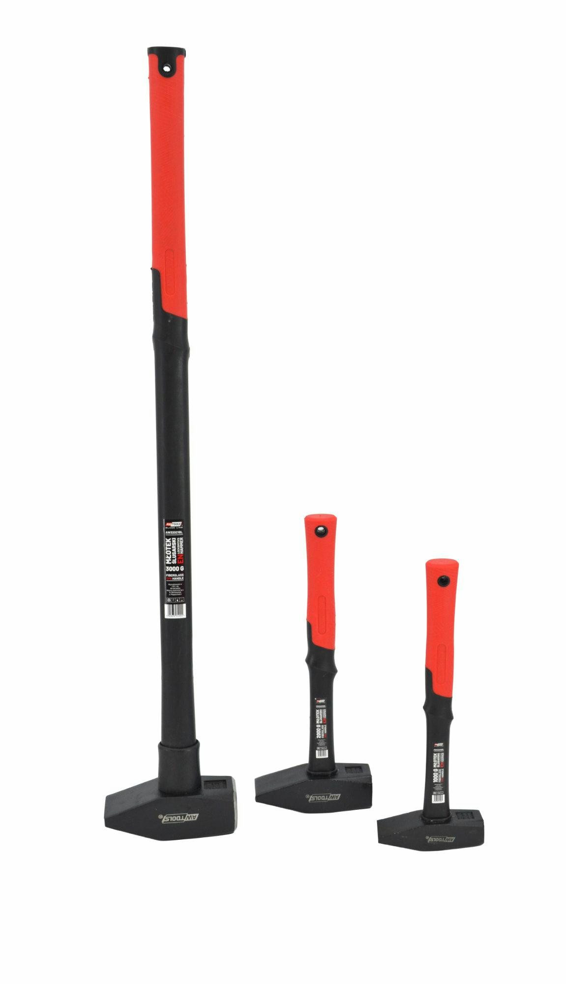 AWTOOLS Hammer Schlosserhammer AWTOOLS BLACK LINE 4,0 kg mit Fiberglasstiel