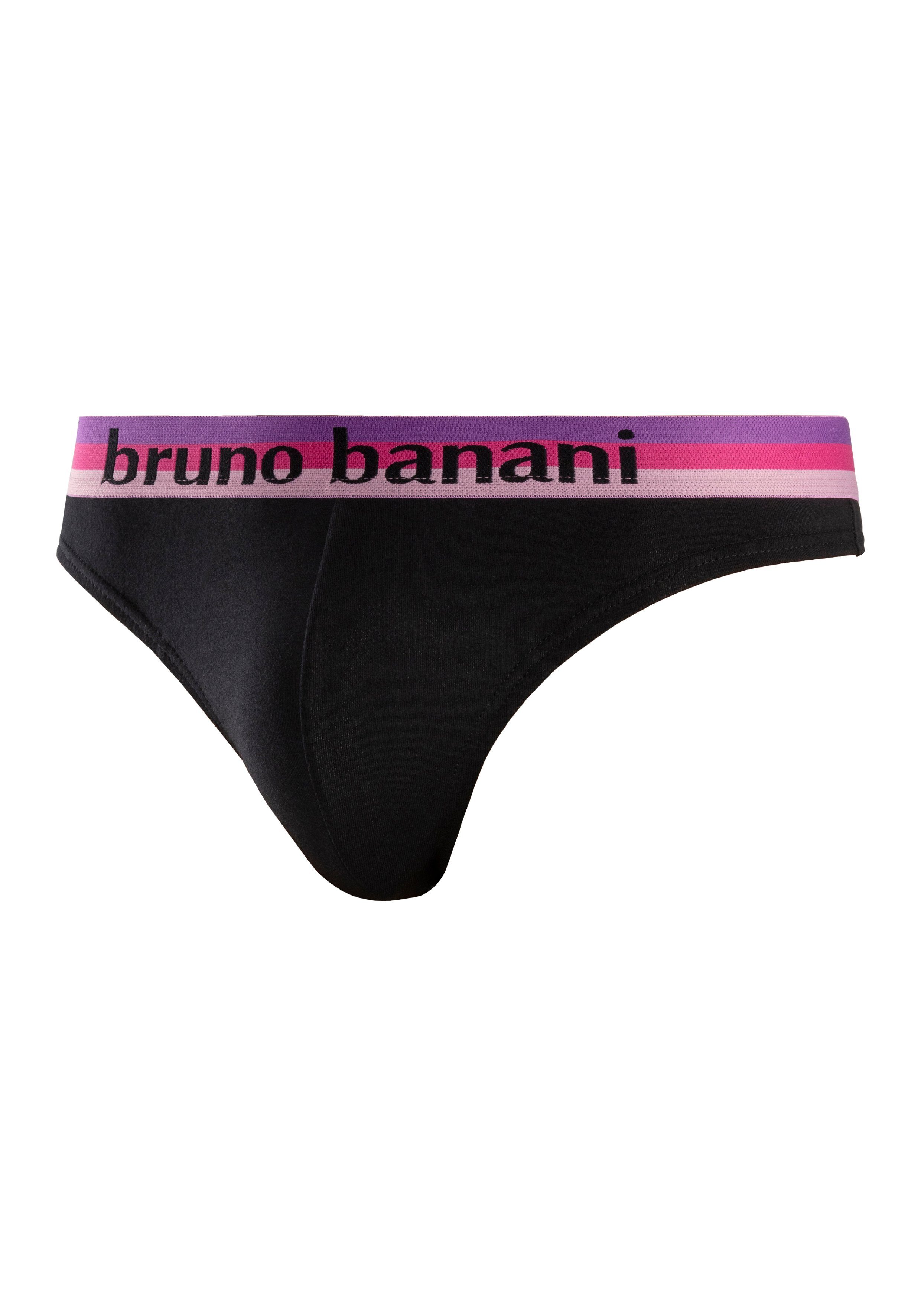 Wäsche/Bademode Unterhosen Bruno Banani String (5 Stück) mit Streifen Logo Webbund