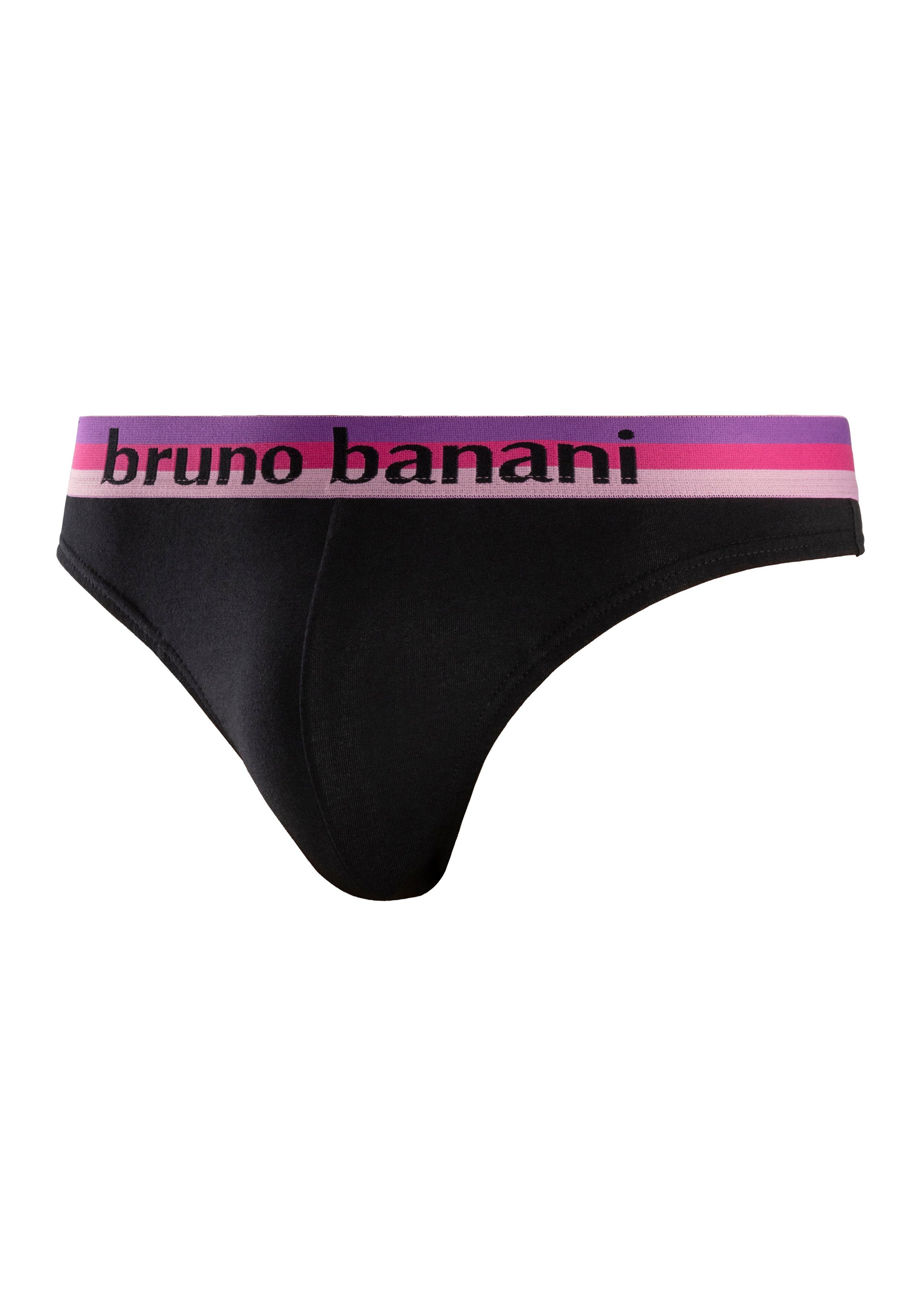 Bruno Banani String (Packung, 5-St) mit Streifen Logo Webbund