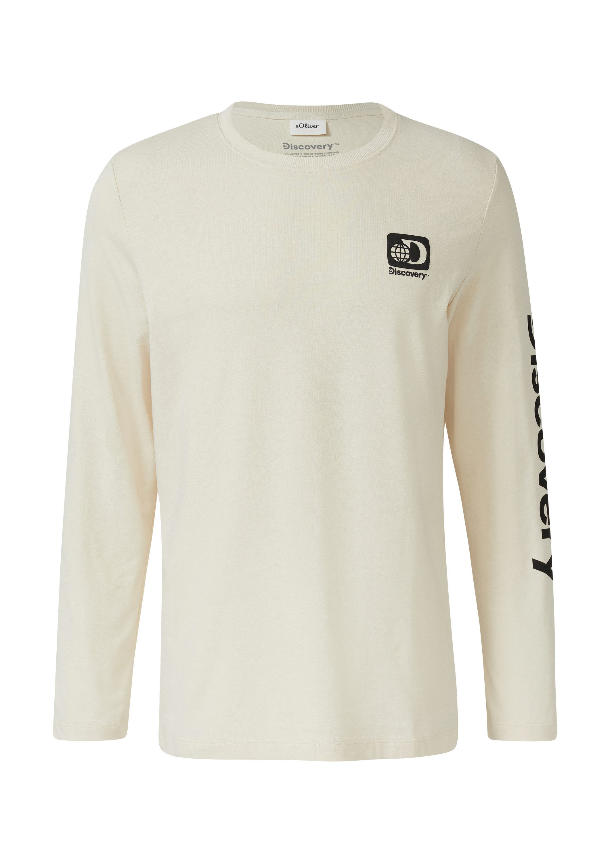 s.Oliver Langarmshirt T-Shirt Longsleeve aus Baumwolle mit Discovery Channel®-Artwork