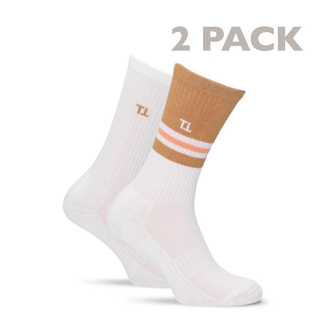 Tamaris Langsocken Tennis Socken 2 aus hautfreundlicher (Spar-Pack, white.coffee Paare) 2-Paar, Baumwolle