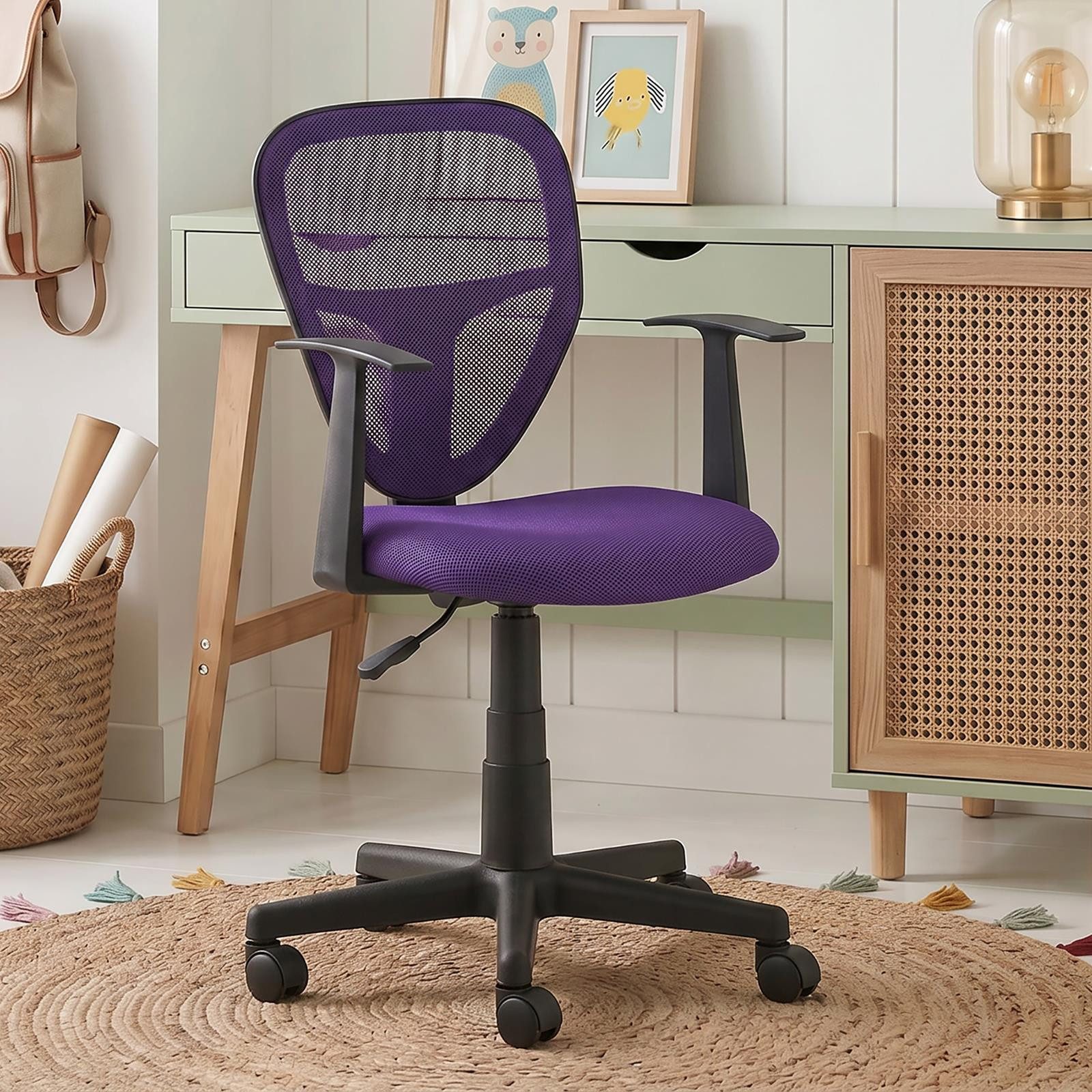 IDIMEX Schreibtischstuhl STUDIO, für Kinder, ergonomisch geformt, höhenverstellbar mit Armlehnen Lila