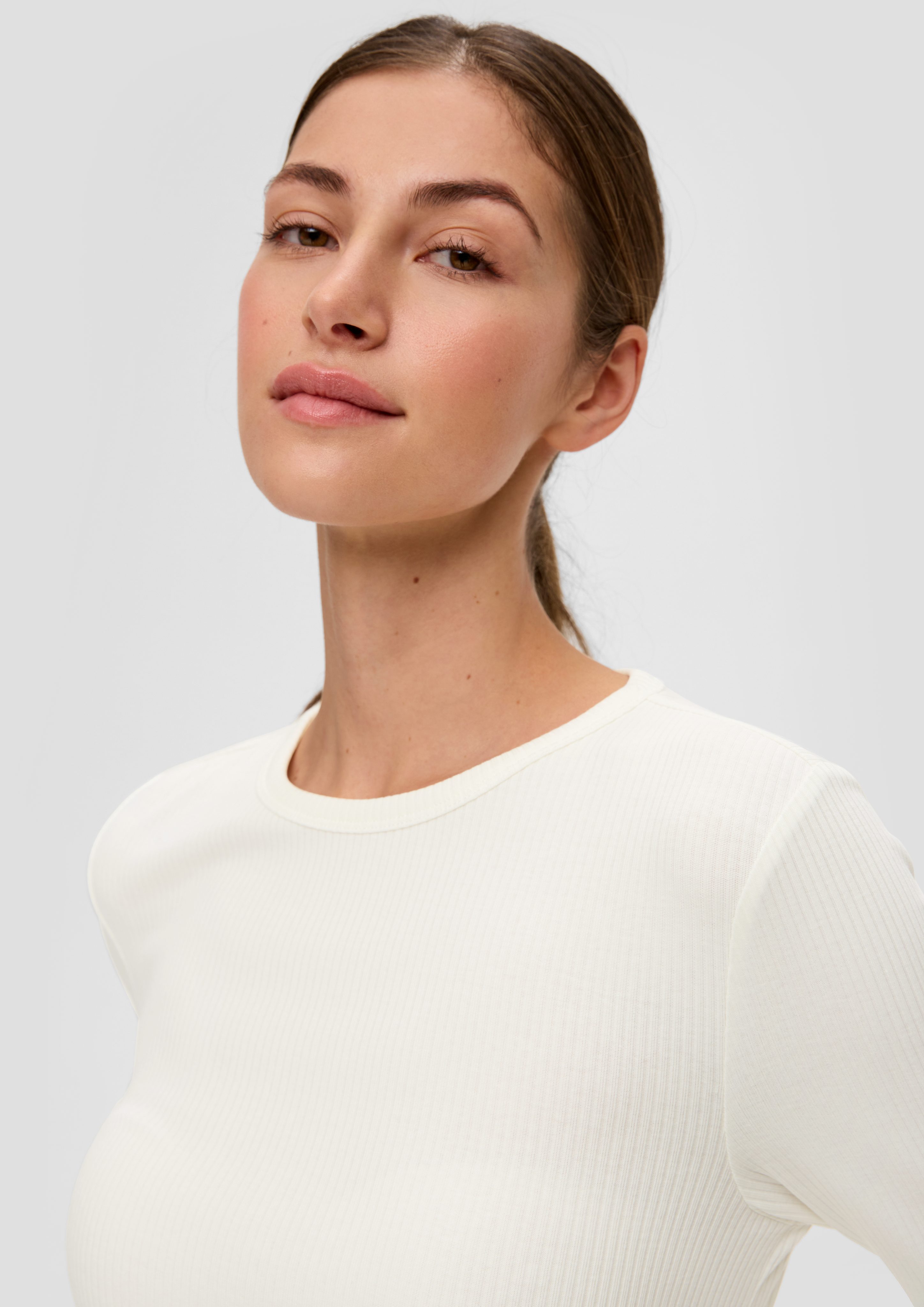 QS Langarmshirt Geripptes Longsleeve im Slim günstig online kaufen