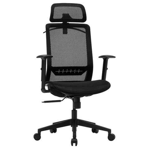 SONGMICS Chefsessel OBN062B01, Bürostuhl mit atmungsaktiven Sitzfläche, mit Kleiderbügel hinten, PU-Rollen, 68 x 71 x (114-124) cm (L x B x H)