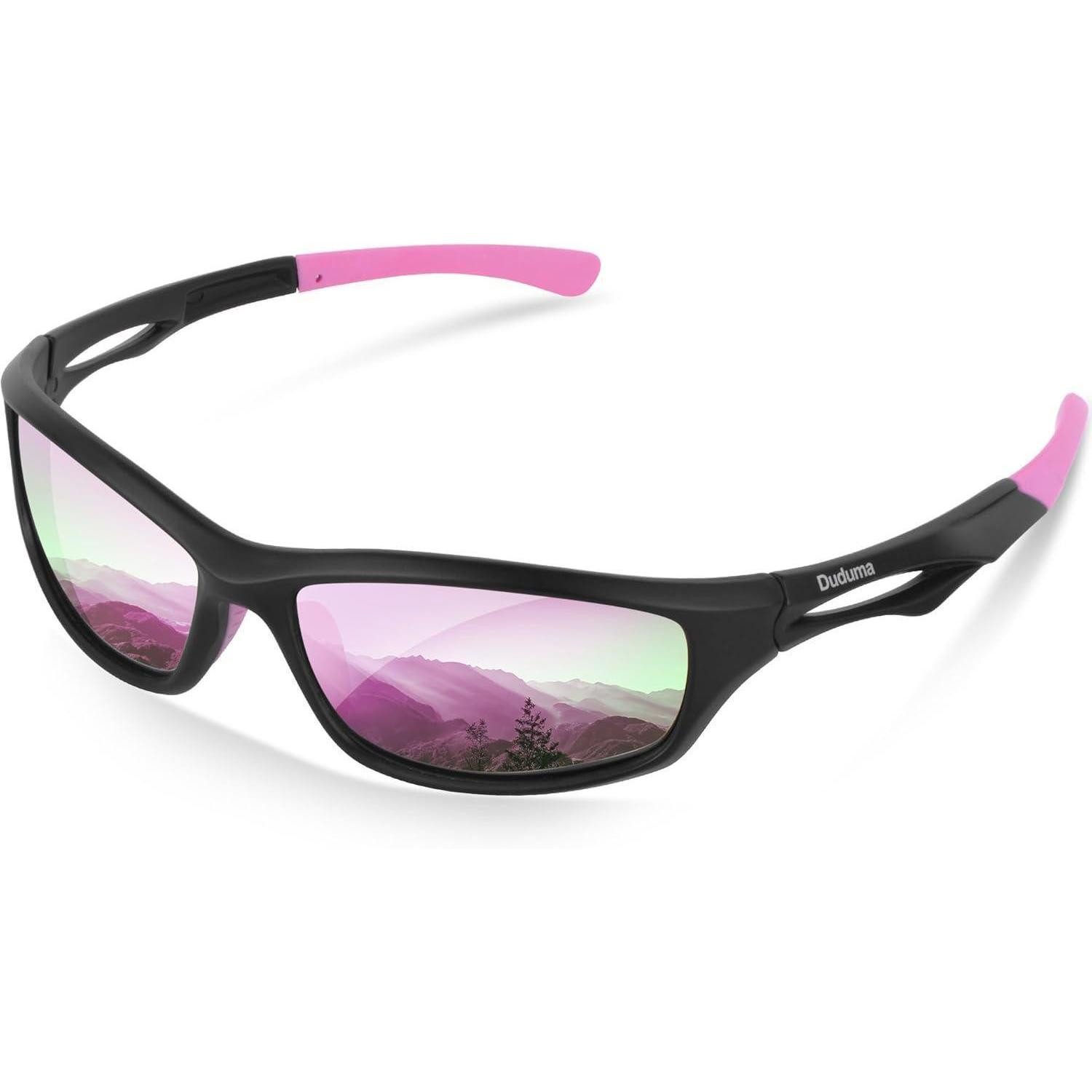 Fahrradbrille Sonnenbrille Herren Polarisiert UV400 Sport TR90 Angeln Schwarz Rosa