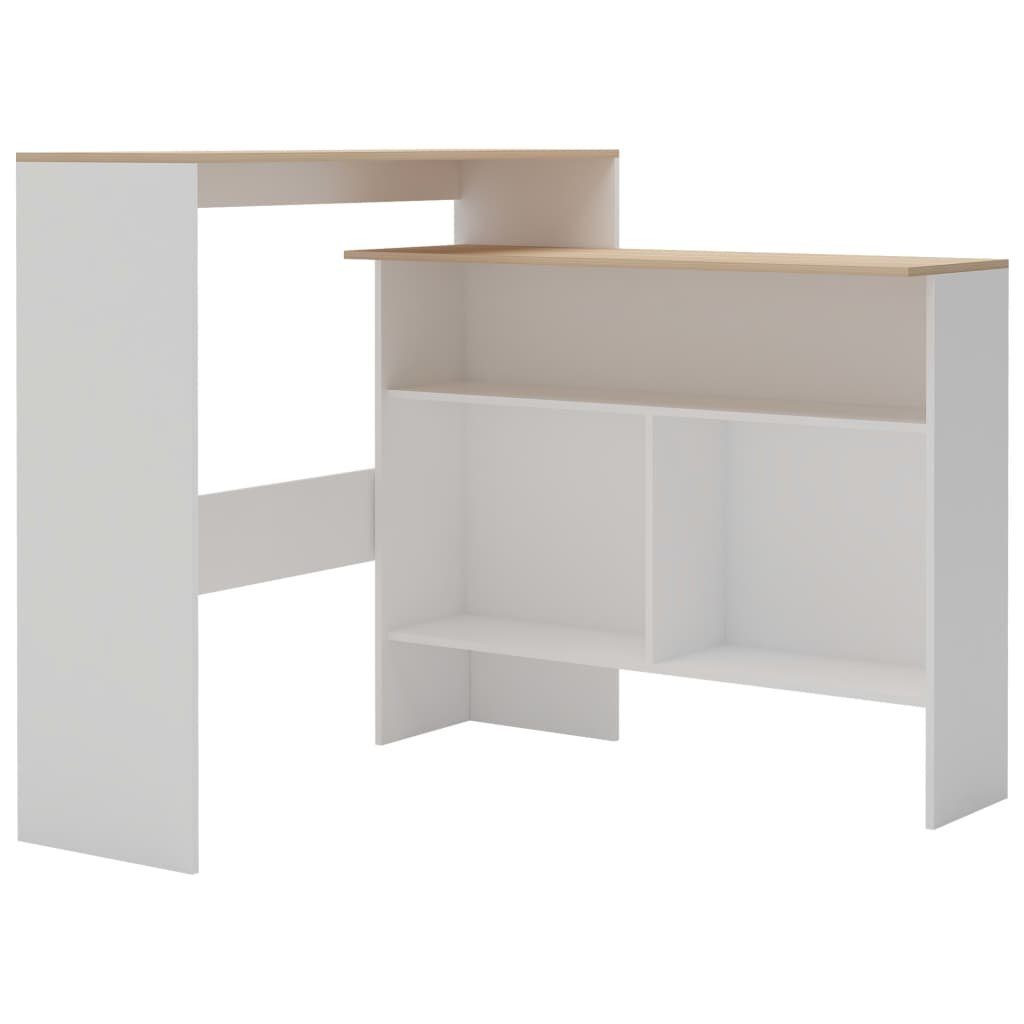 vidaXL Esstisch Bartisch mit 2 Tischplatten Weiß und Eichefarben 130x40x120 cm (1-St)