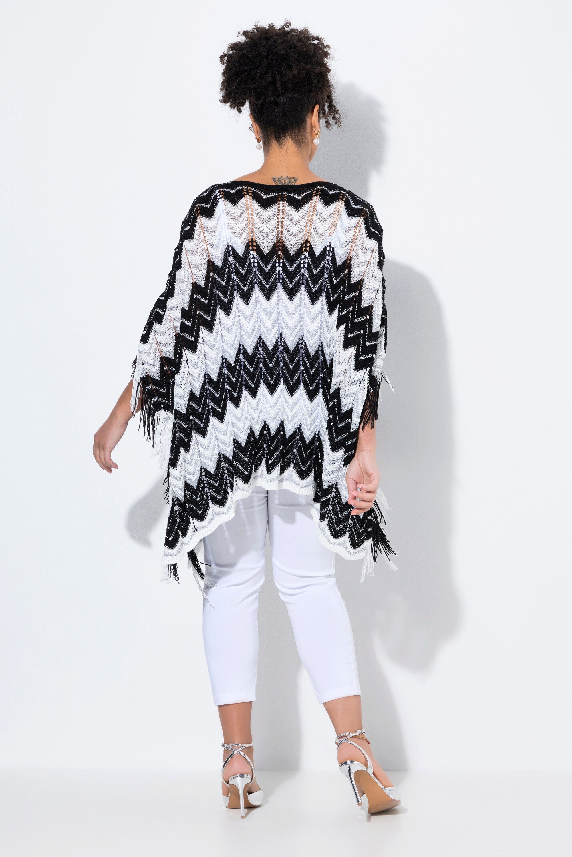 MIAMODA Pullunder Poncho oversized Zackenstrick mit Glitzer
