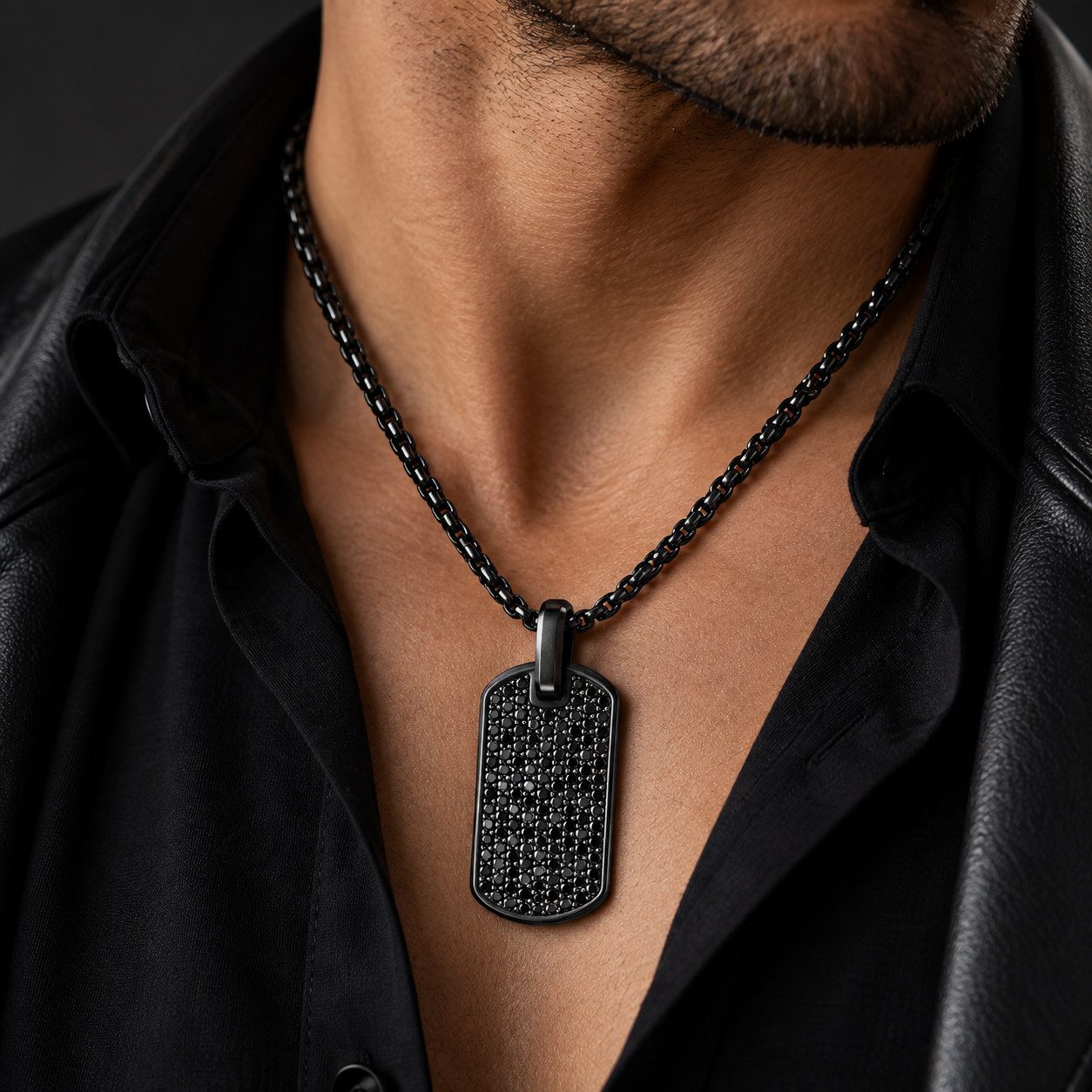 ROUGEMONT Kette mit Anhänger Massive Trend Halskette Dog Tag Herren Accessoire 60cm – Bild 3 von 5