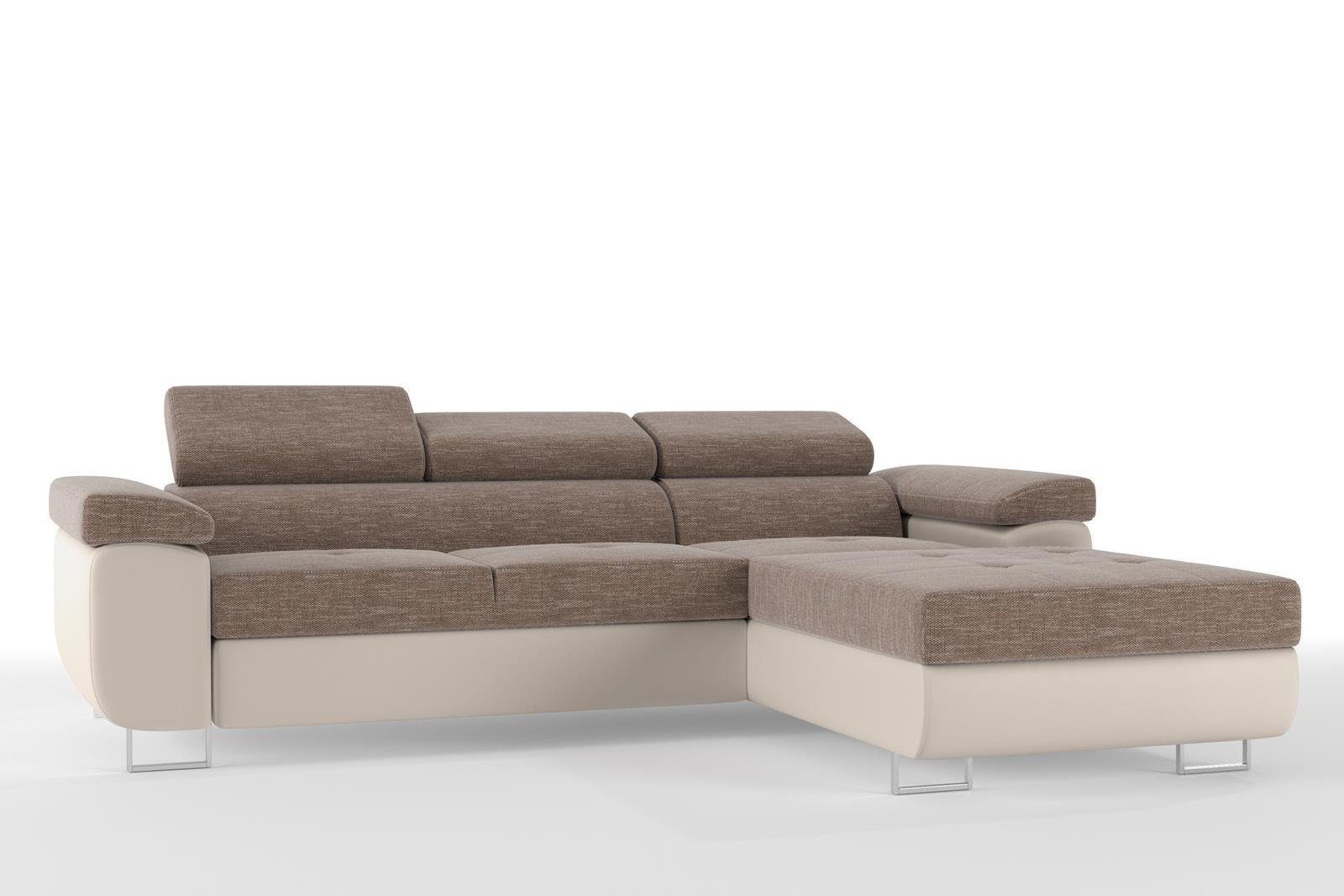 Wellenunterfederung Bettkasten, mit Polsterecke, Bettfunktion, Beautysofa Ecksofa mit Alons, L-Form