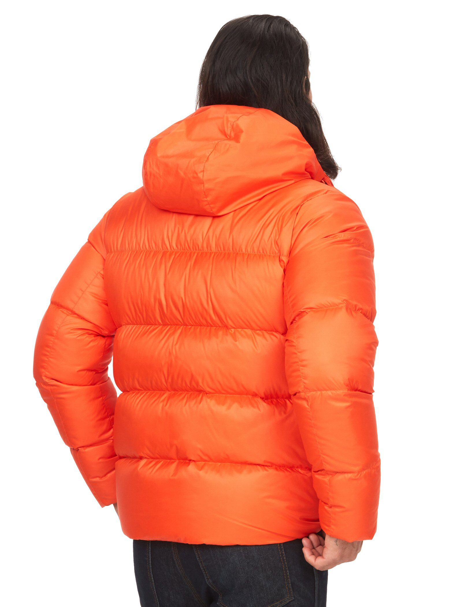Marmot Winterjacke Winter-Daunenjacke Guides Down Hoody (angenehmer Tragekomfort) orange