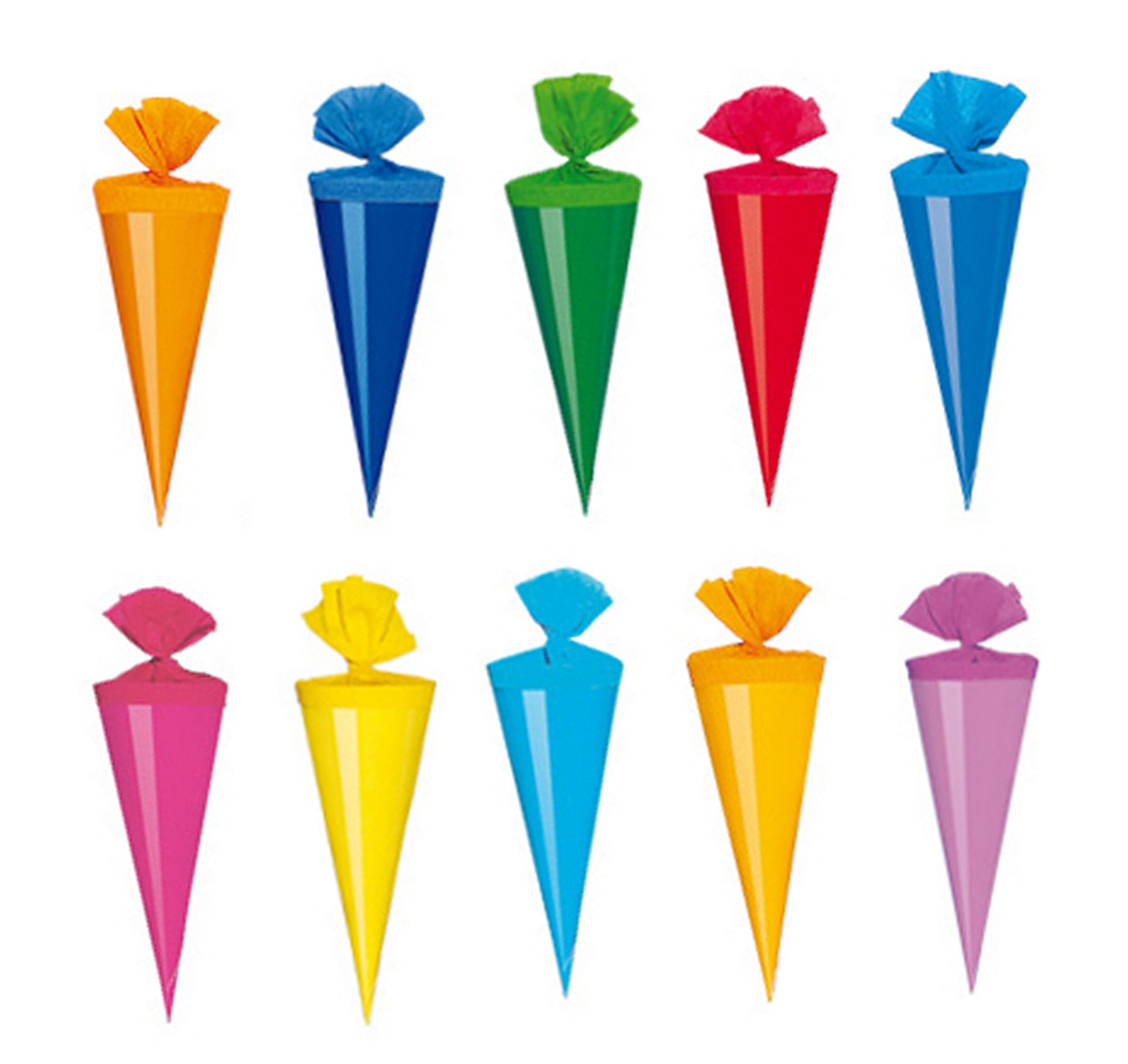 Livepac Office Schultüte 20 Deko Schultüten / Länge: 12cm / 10 verschiedene Farben
