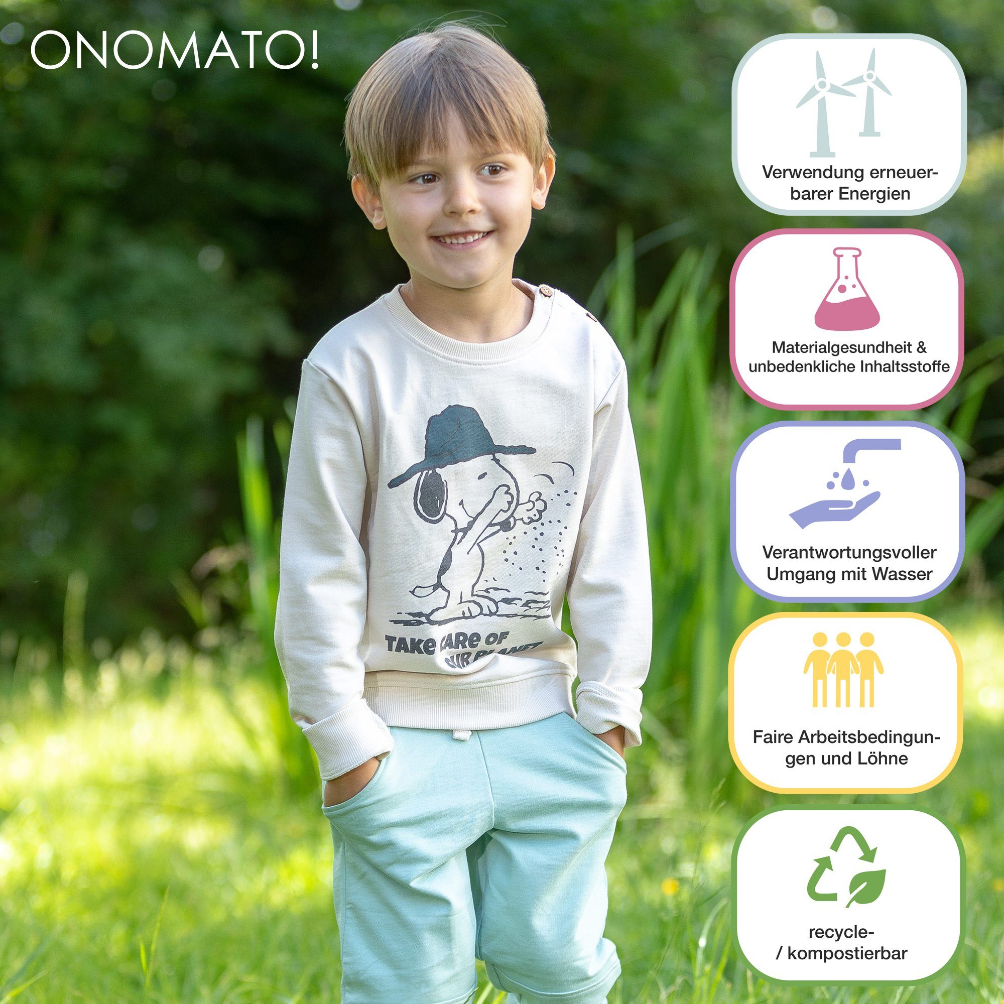 ONOMATO! Sweatshirt Peanuts Snoopy Jungen Mädchen Sweatshirt Cradle to Cradle