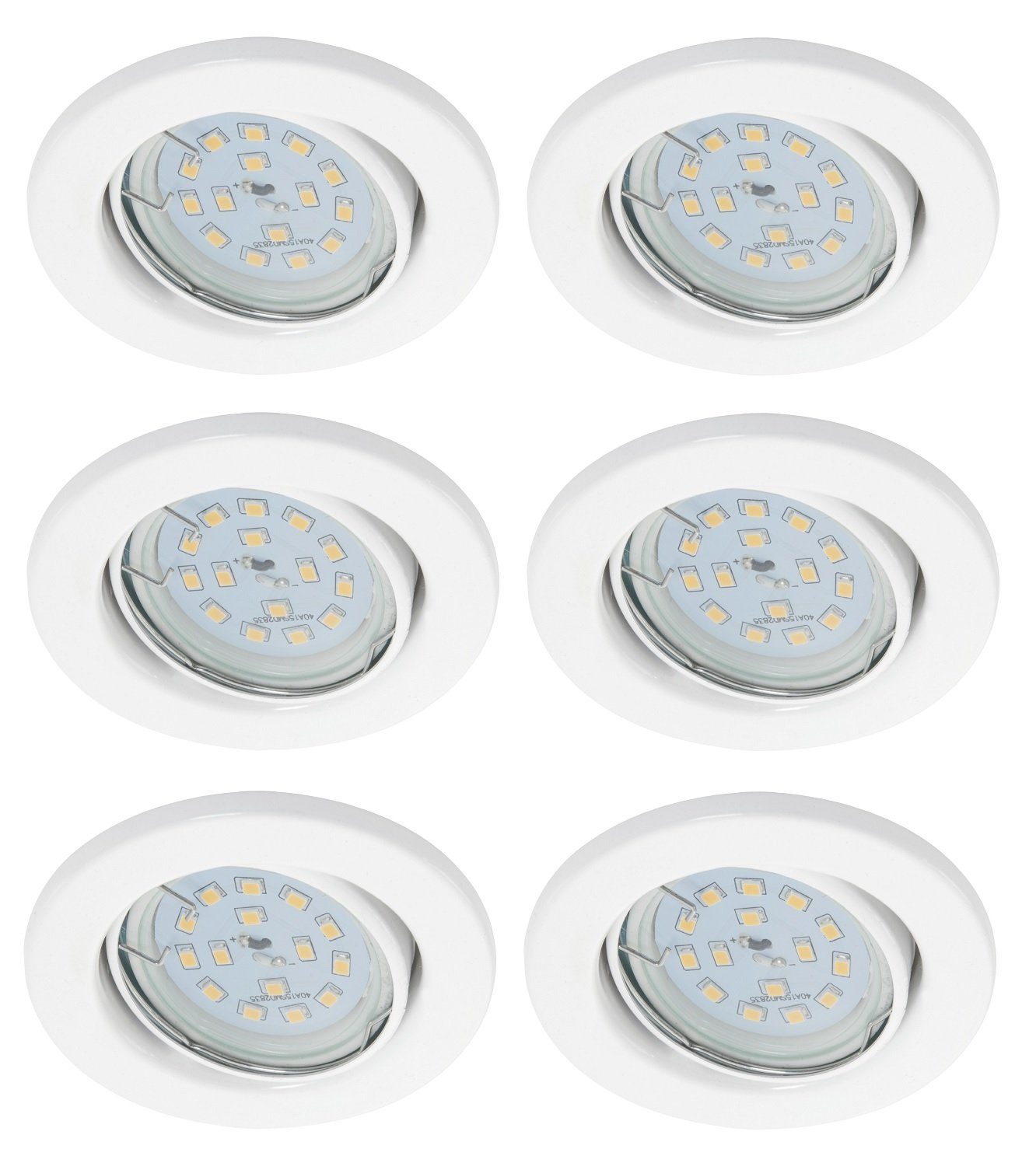 LED 5 3000K Einbauleuchte, Warmweiß, dimmbar TRANGO 6729-069MOSD Flach matt Watt 6x LED Einbauspot, gebürstet Weiß Dimmfunktion, Deckenleuchte Deckenspot, Einbaustrahler incl. Modul in warmweiß, Stufen Ultra 3 6er Set Rund LED Aluminium