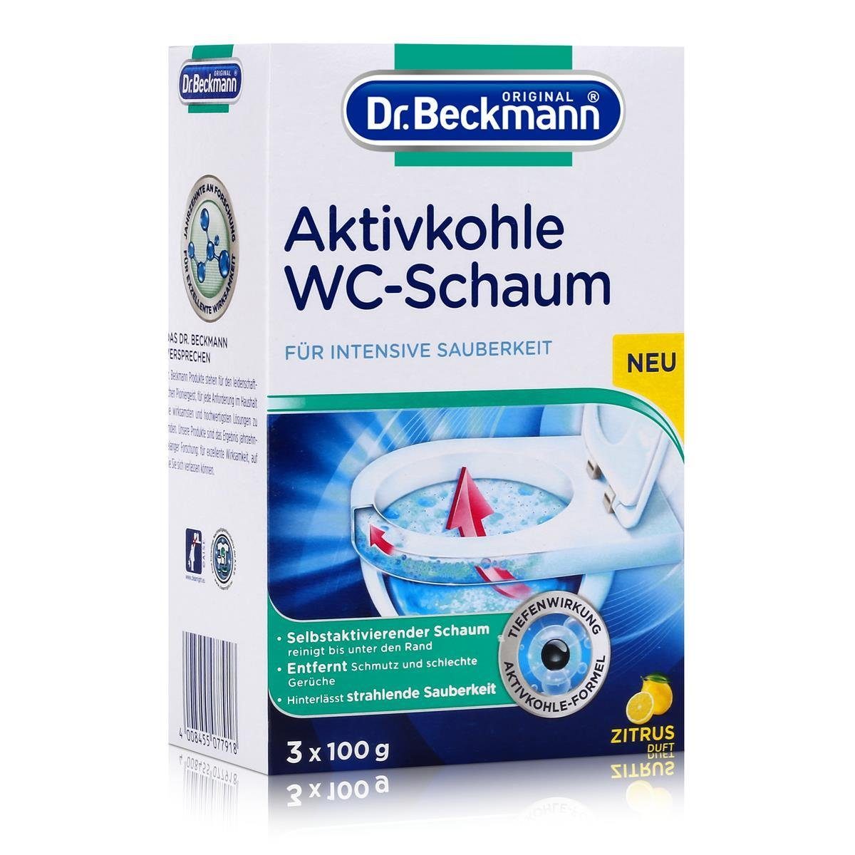 Dr. Beckmann WC-Reiniger Schaum WC-Schaum Aktivkohle 3x100g - Selbstaktivierender Beckmann Dr