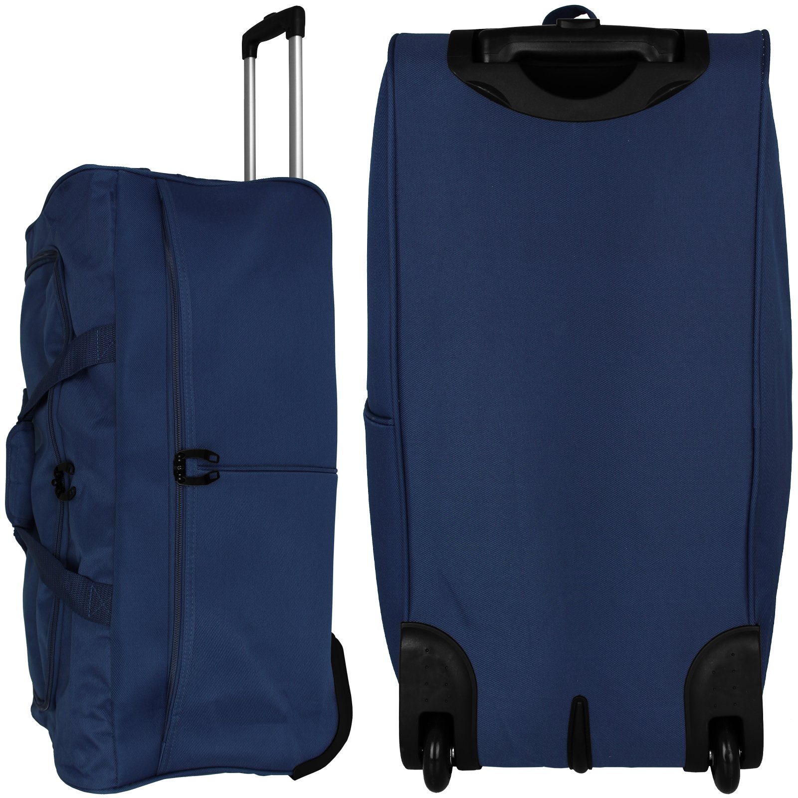 Reisetasche Trolleytasche XL Tasche Koffer Farbwahl, L Blau Teleskopgriff 2 Trolley mit 85 Rollen