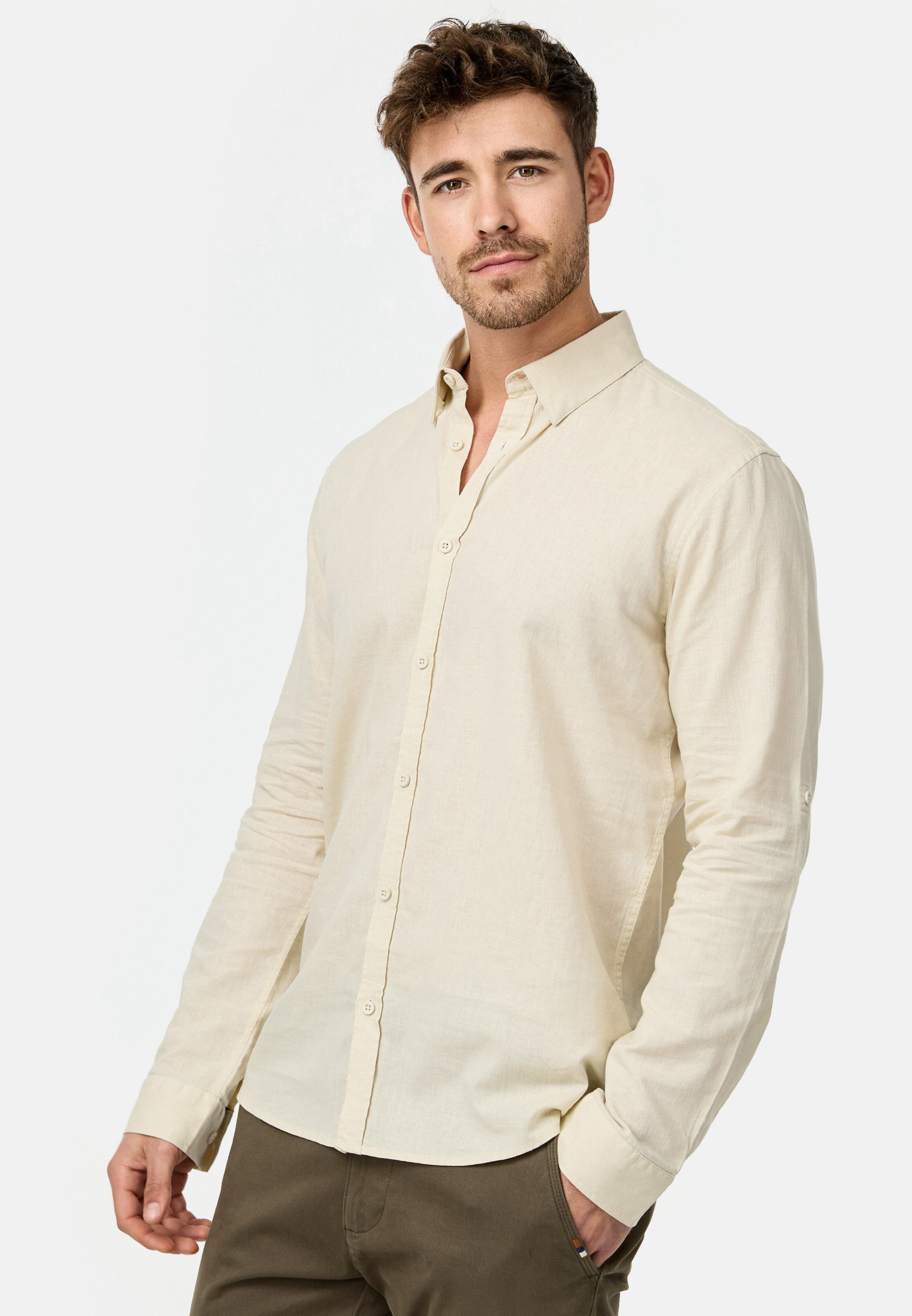 Indicode Langarmhemd Herren Brayden Herrenhemd Langarm mit Button-Down-Krag günstig online kaufen